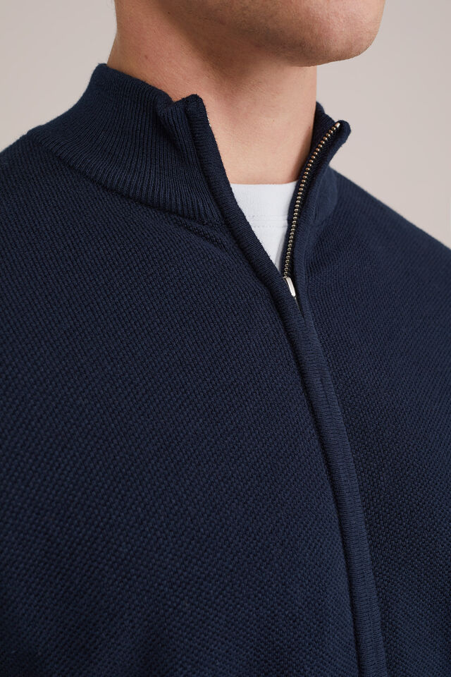 Men’s Regular Fit Fine-Knit Zip-Up Cardigan