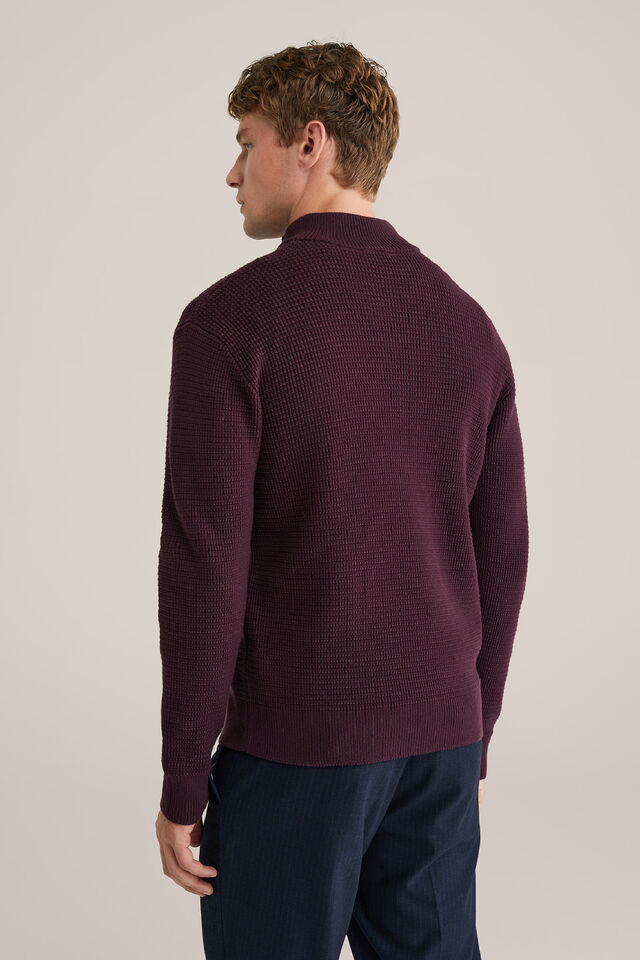 Men’s Regular Fit Structured Knit Button-Neck Jumper