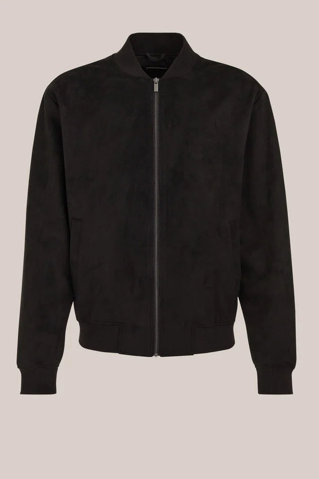 Men’s Regular Fit Suede Bomber Jacket Black