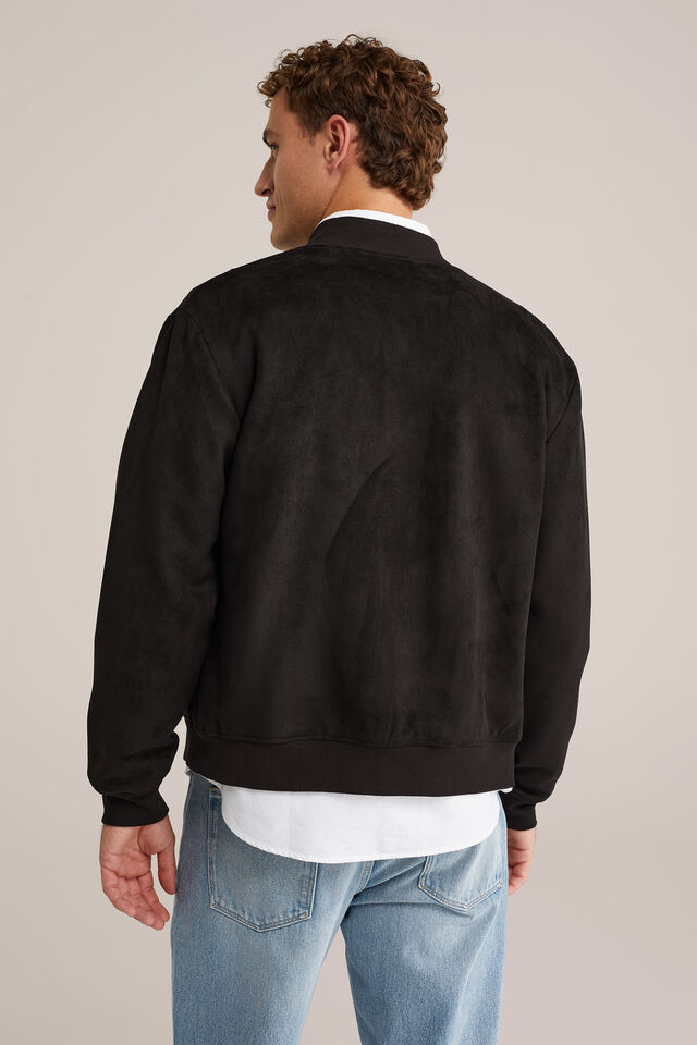 Men’s Regular Fit Suede Bomber Jacket Black