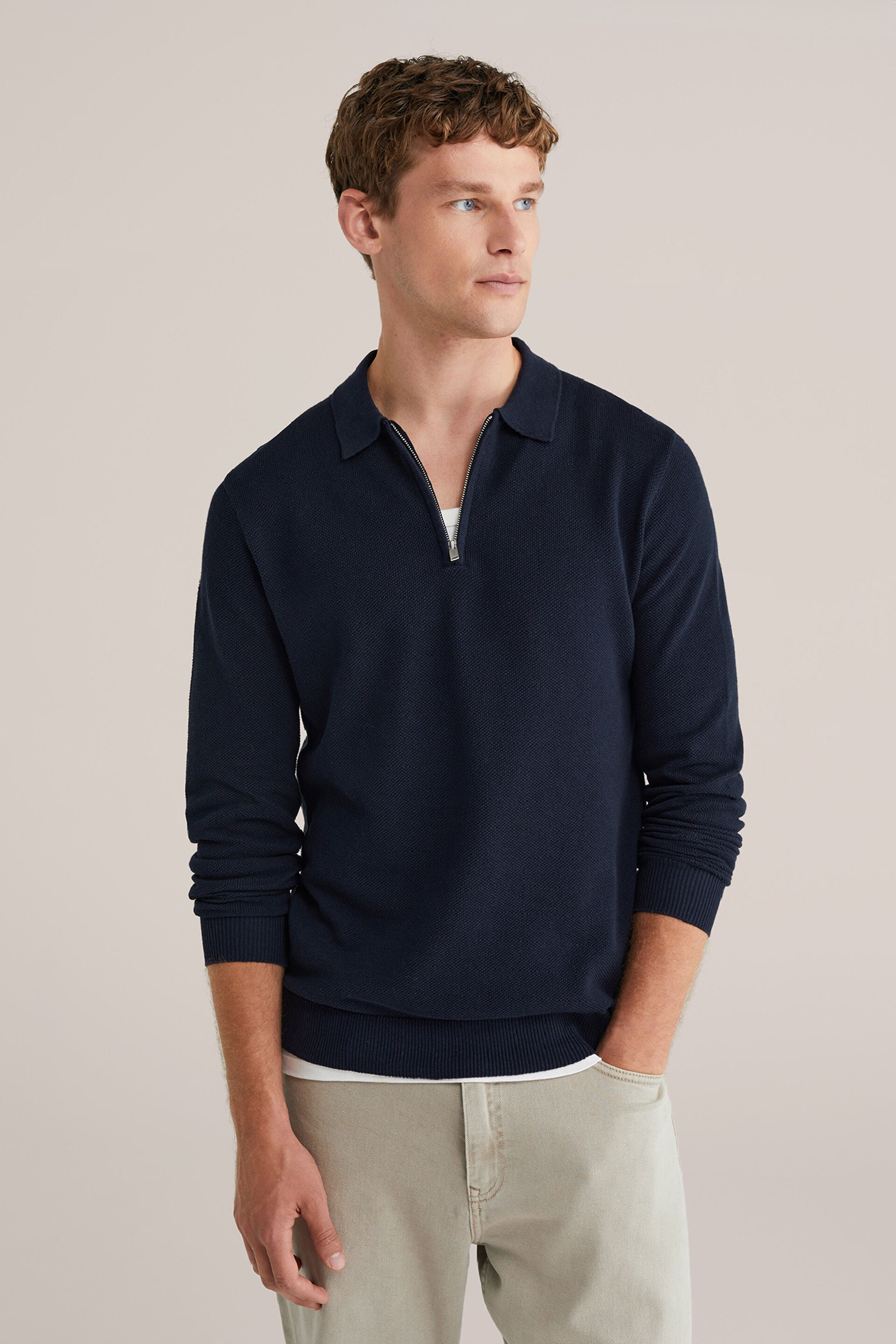 Men's Regular Fit Polo Shirt With Zip