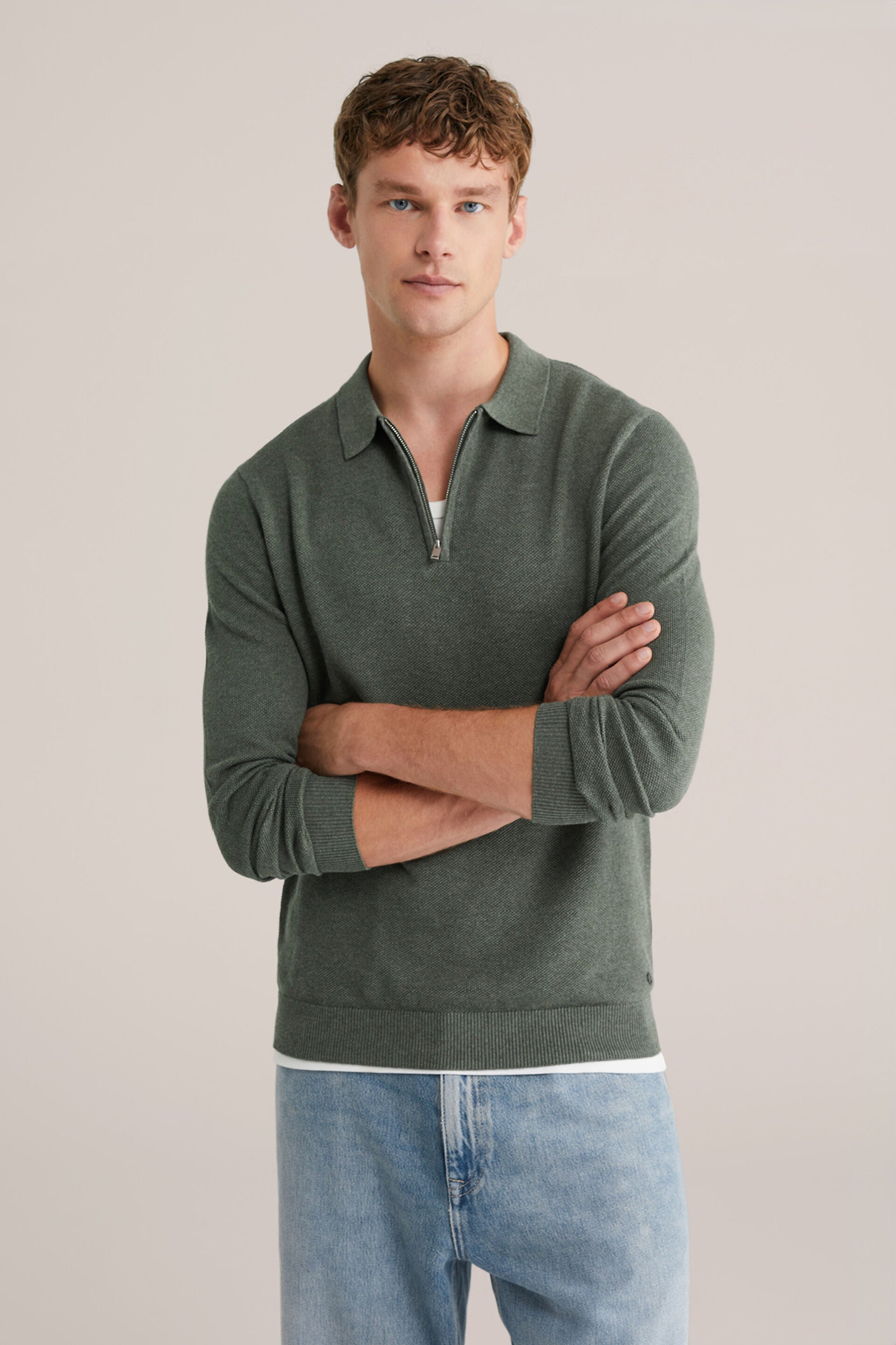 Men's Regular Fit Polo Shirt With Zip