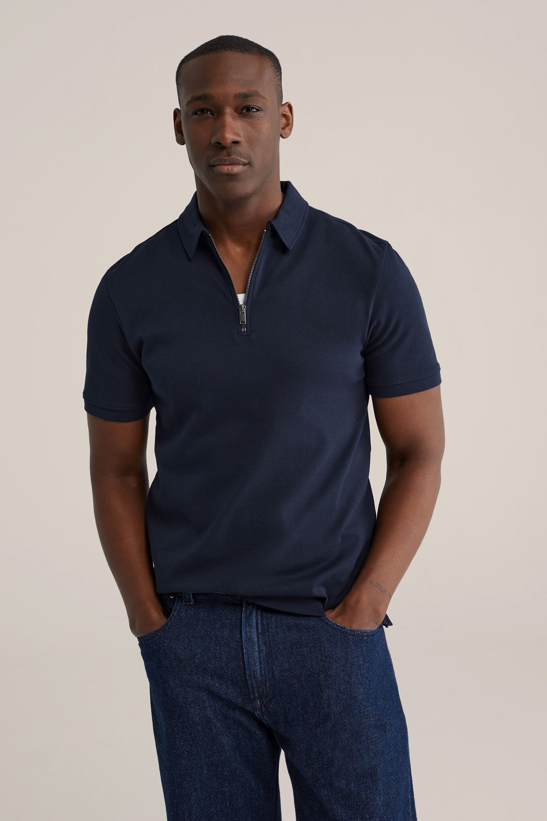 Men's Slim Fit Polo Shirt With Quarter Zip