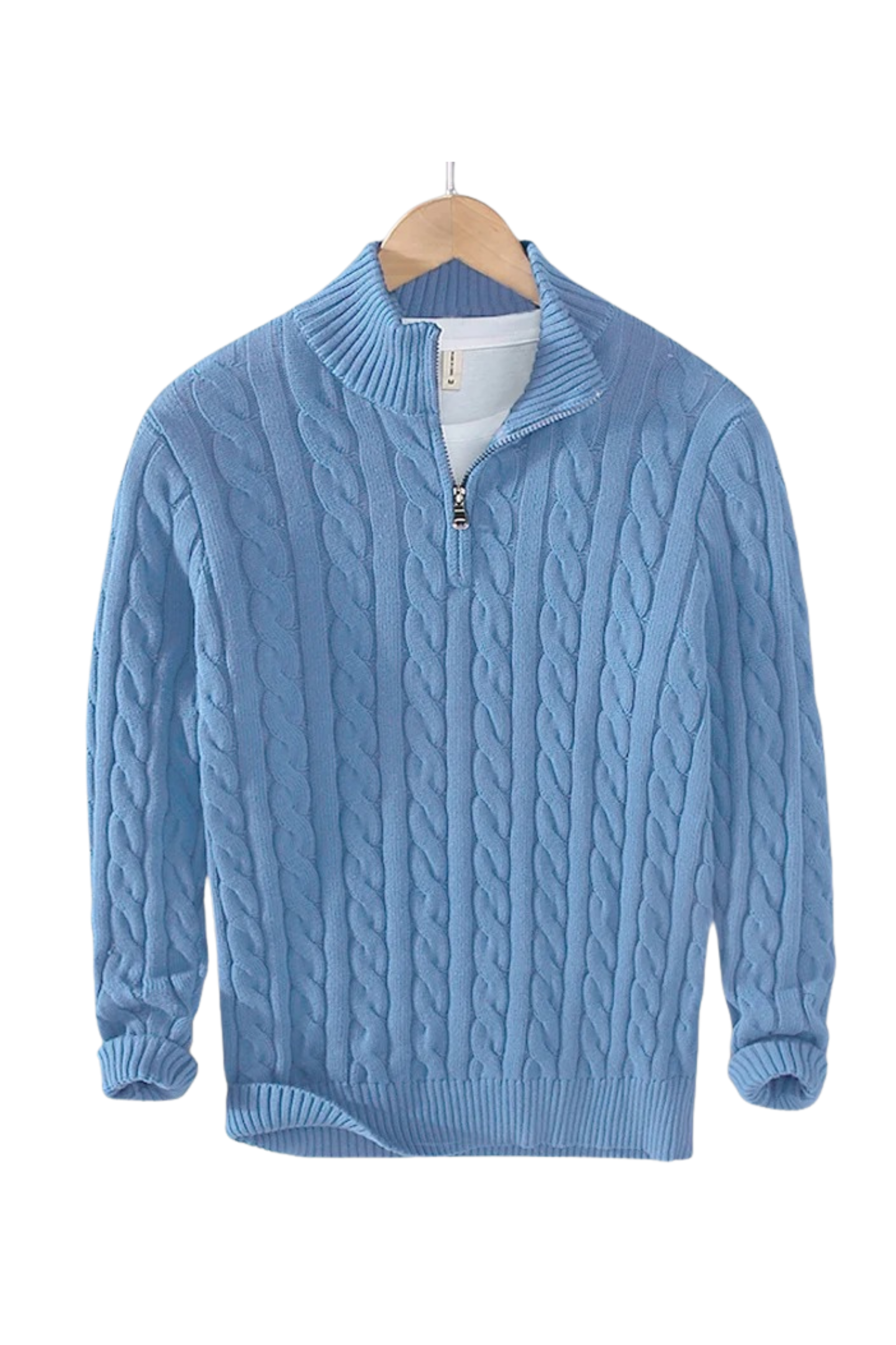 Men’s Transitional Half Zip Cable Knit Jumper