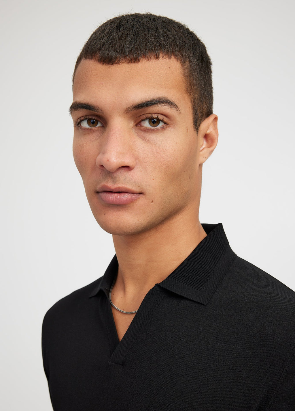 Rully Rib Collar Tech Knit Polo Black