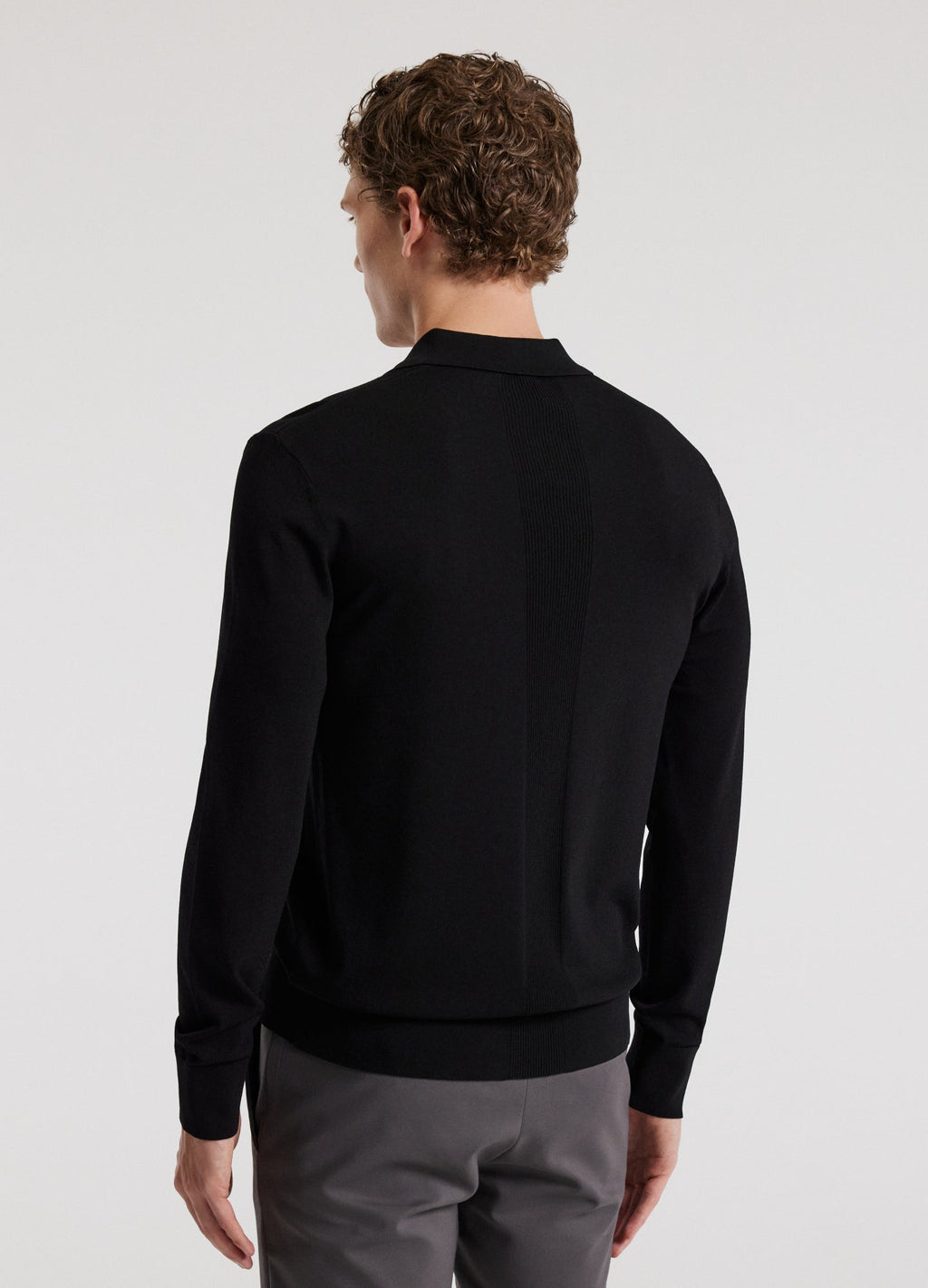 Rully Long Sleeved Tech Knit Polo Black