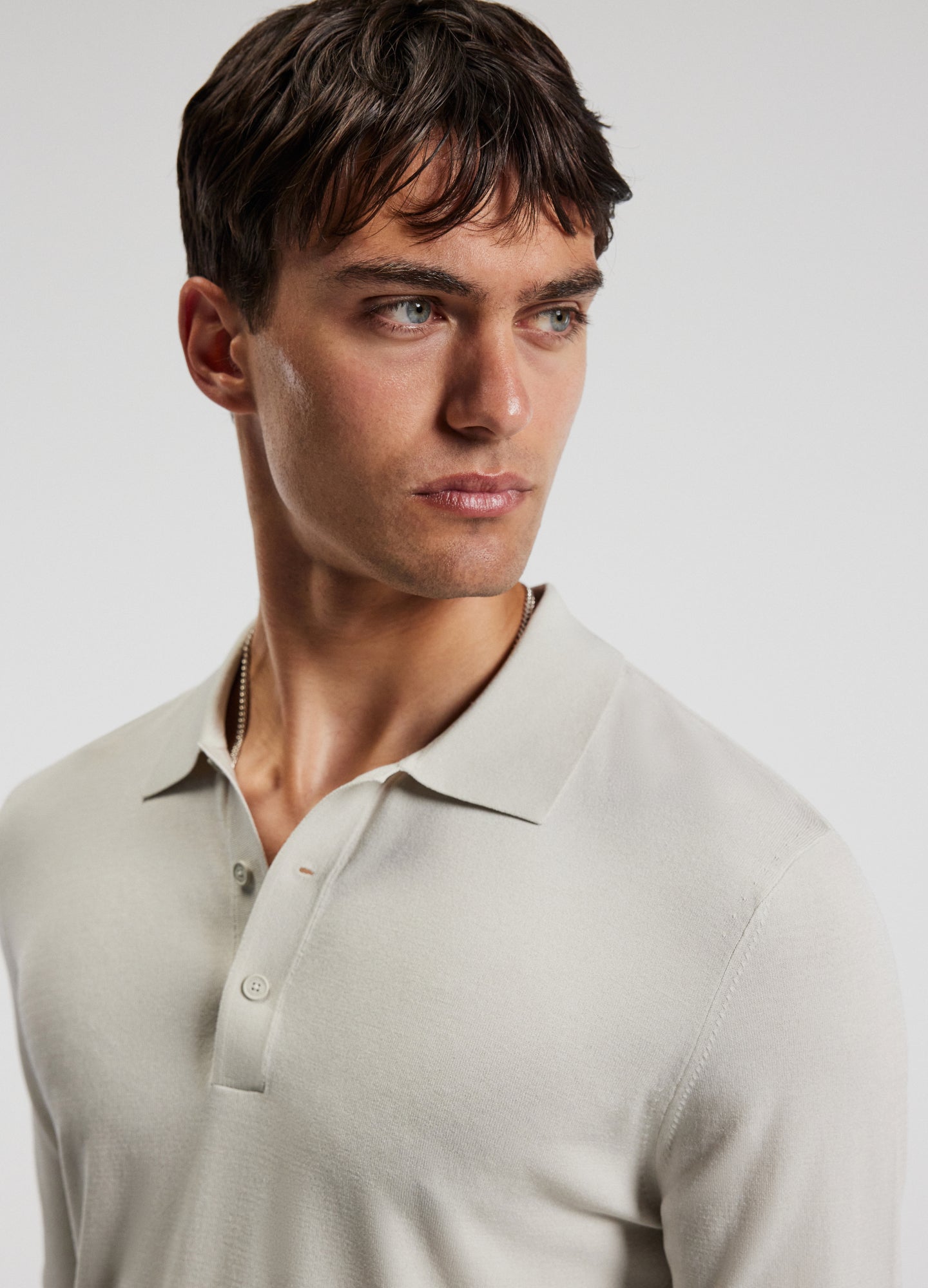 Rully Long Sleeved Tech Knit Polo Salt