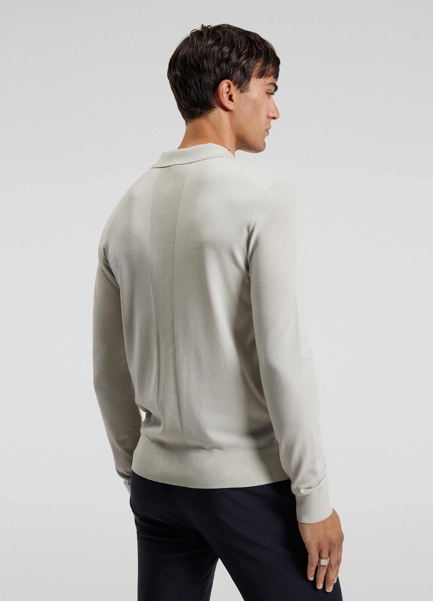 Rully Long Sleeved Tech Knit Polo Salt
