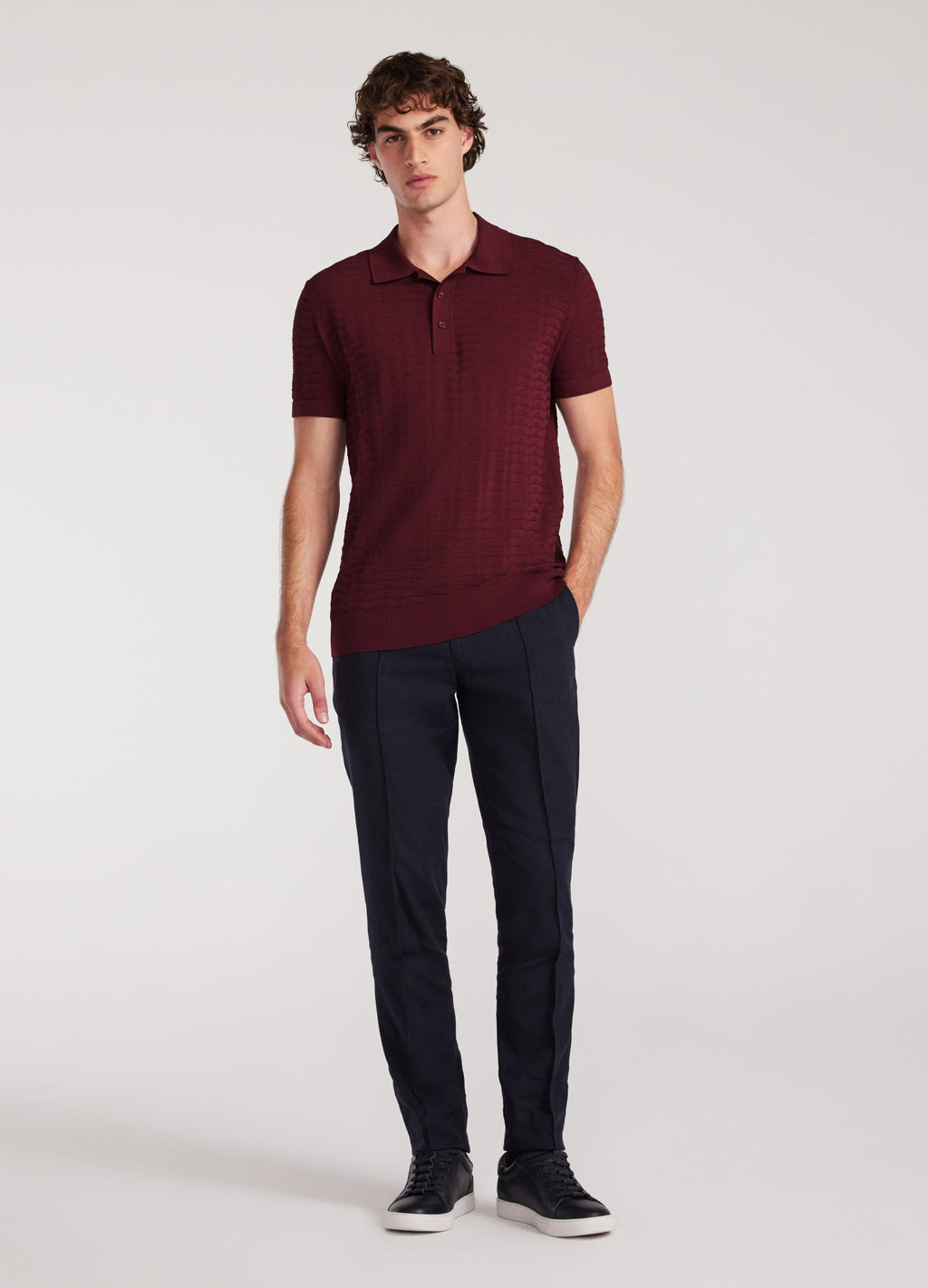 Rully Triangle Knit Polo Wine