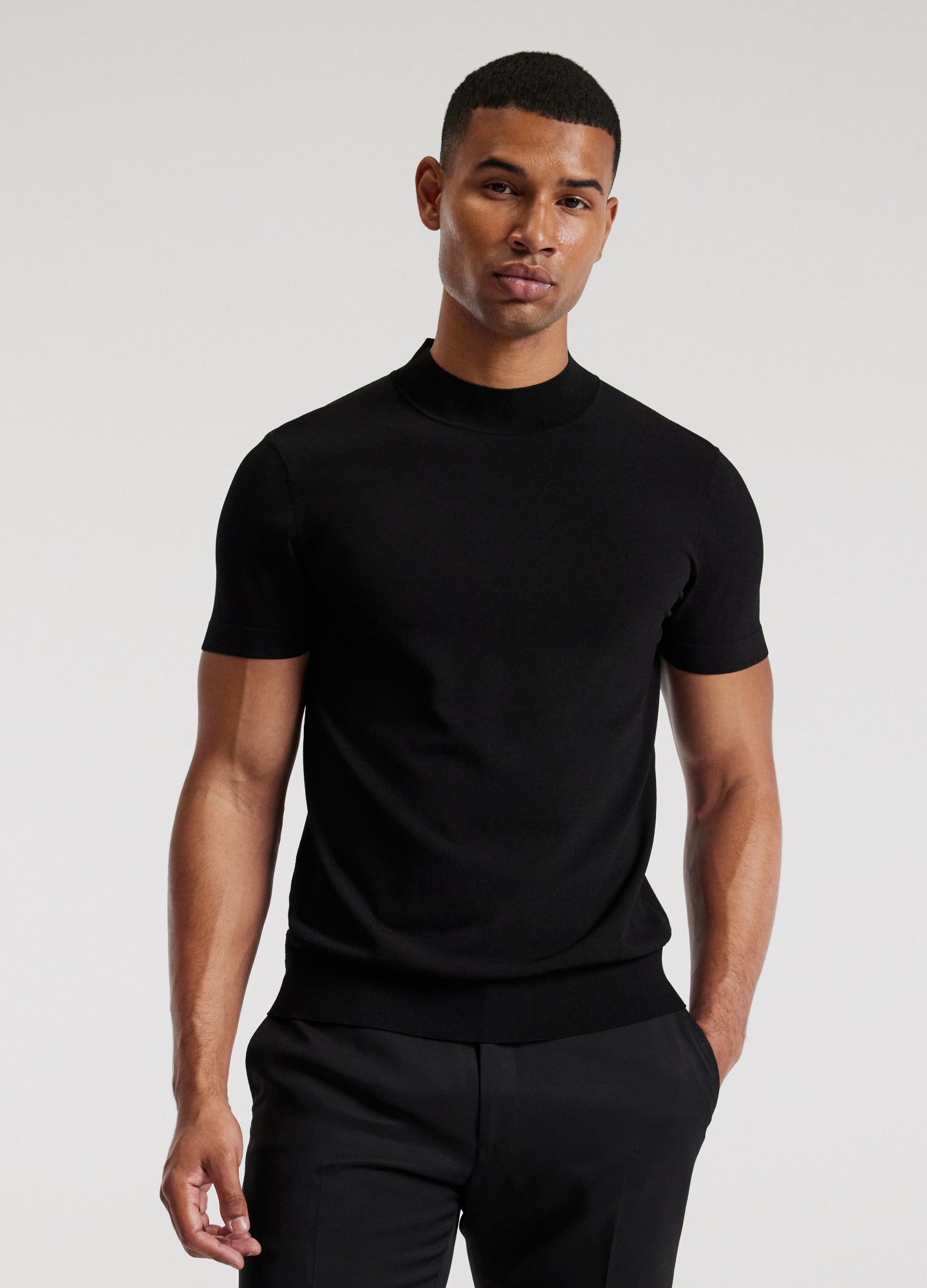 Rully Slim Tech Knit T-Shirt Black