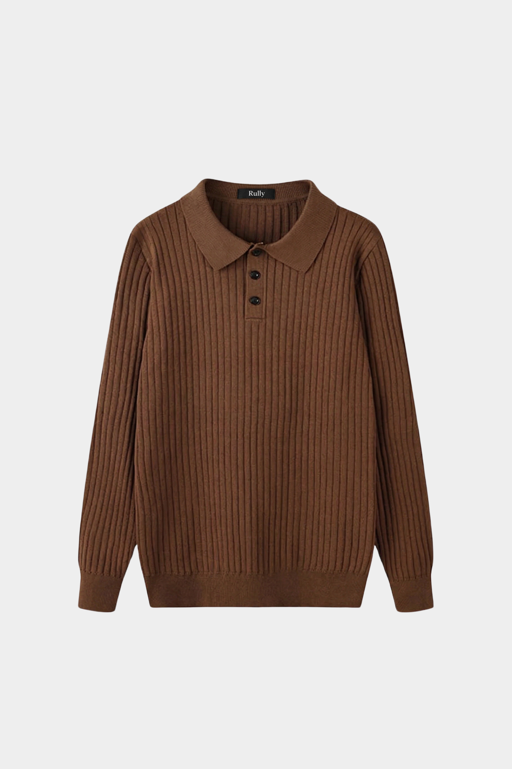 Men’s Ribbed Knit Polo – Long Sleeve