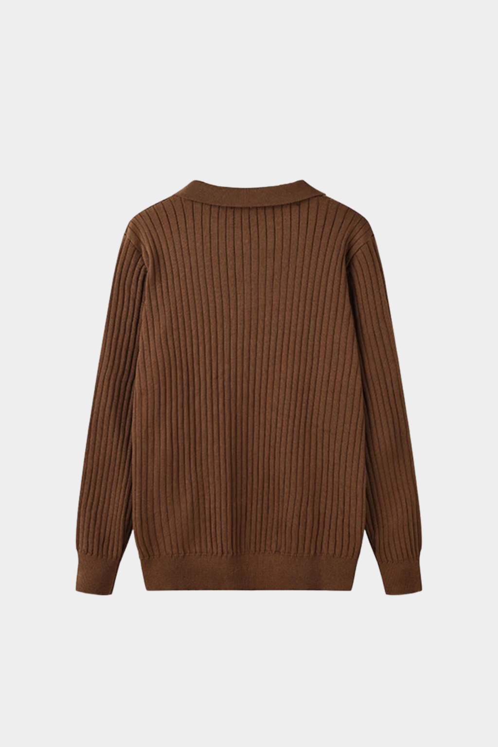 Men’s Ribbed Knit Polo – Long Sleeve