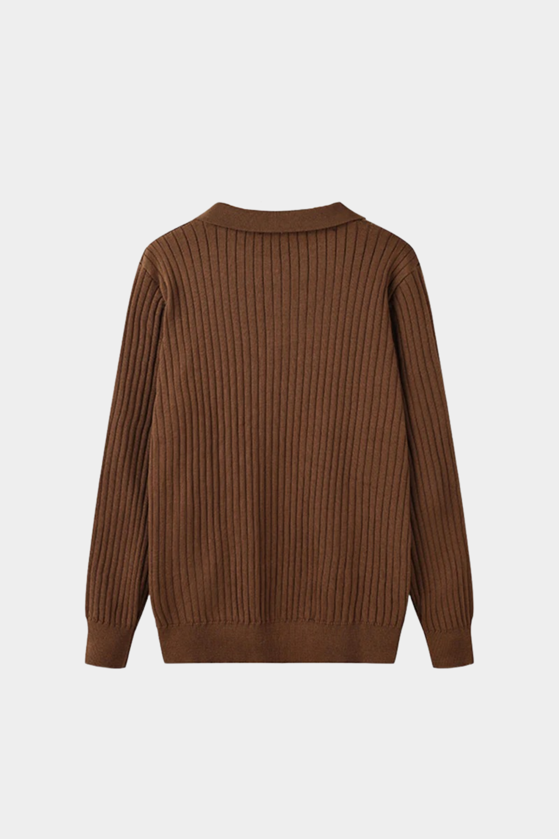 Men’s Ribbed Knit Polo – Long Sleeve