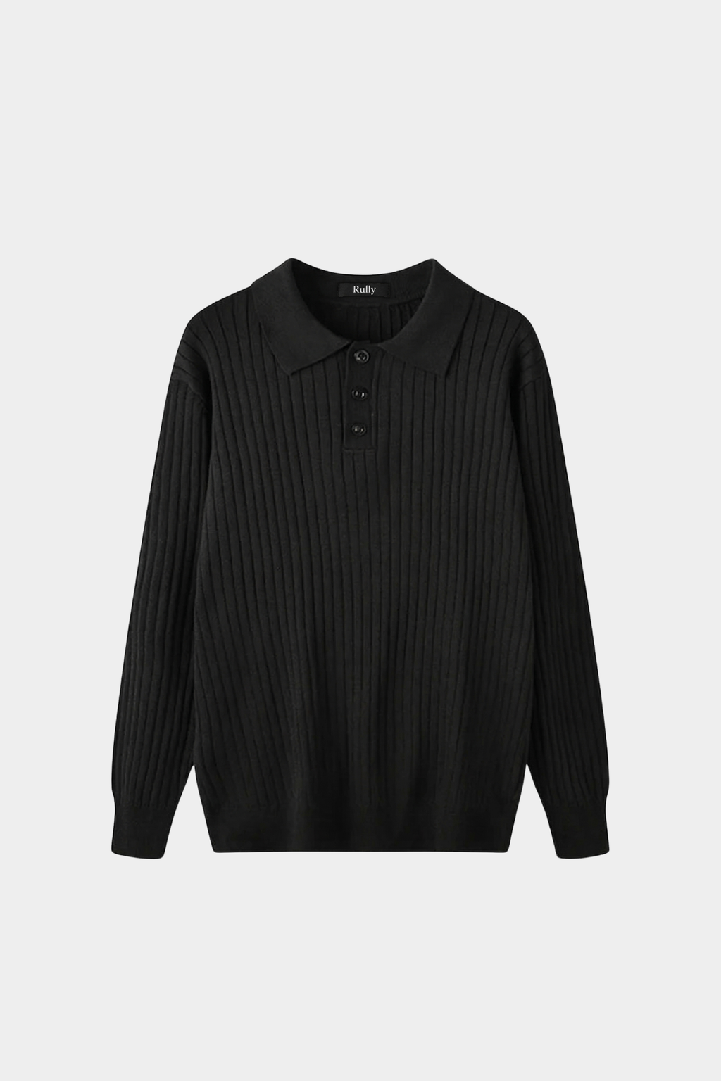 Men’s Ribbed Knit Polo – Long Sleeve