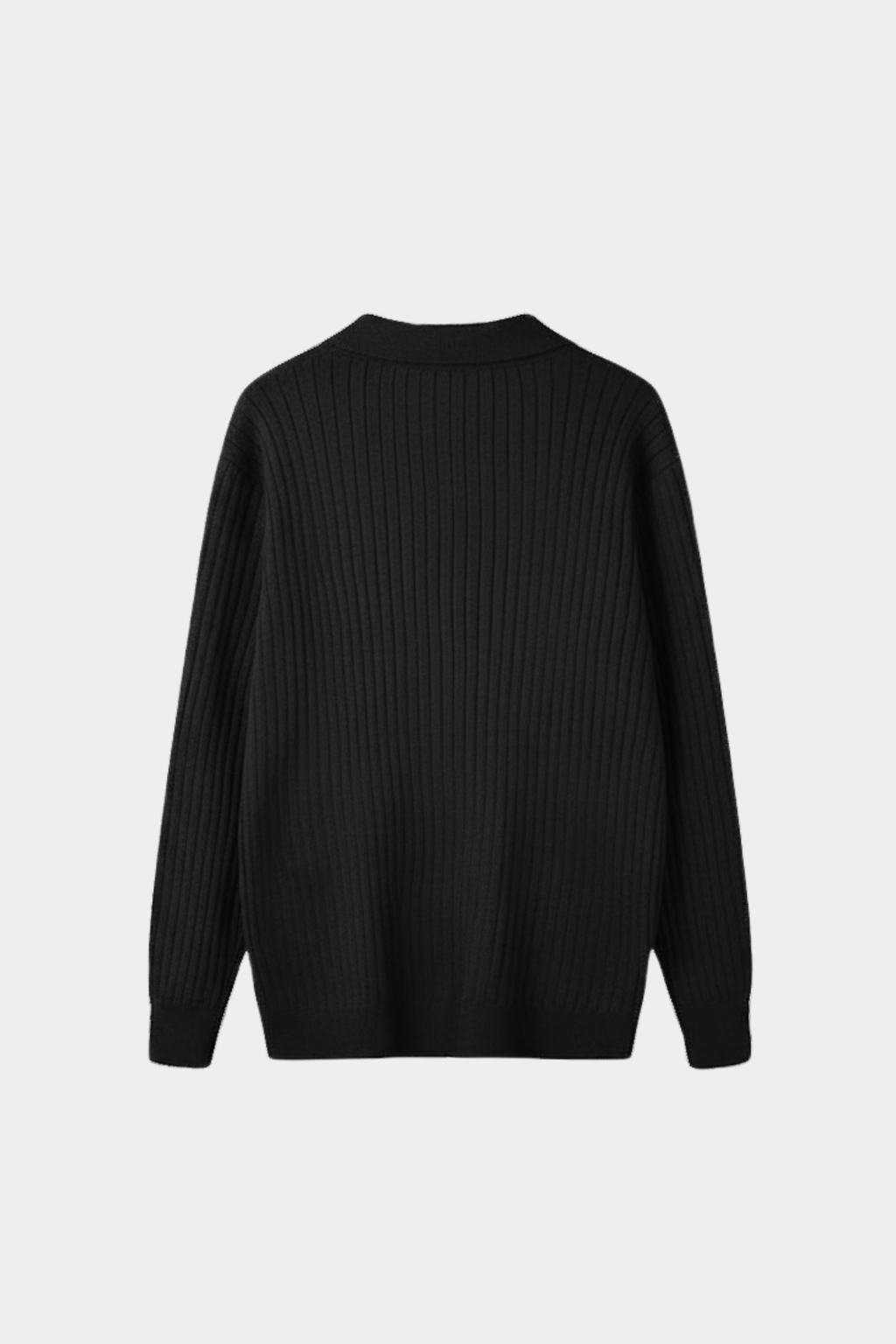 Men’s Ribbed Knit Polo – Long Sleeve