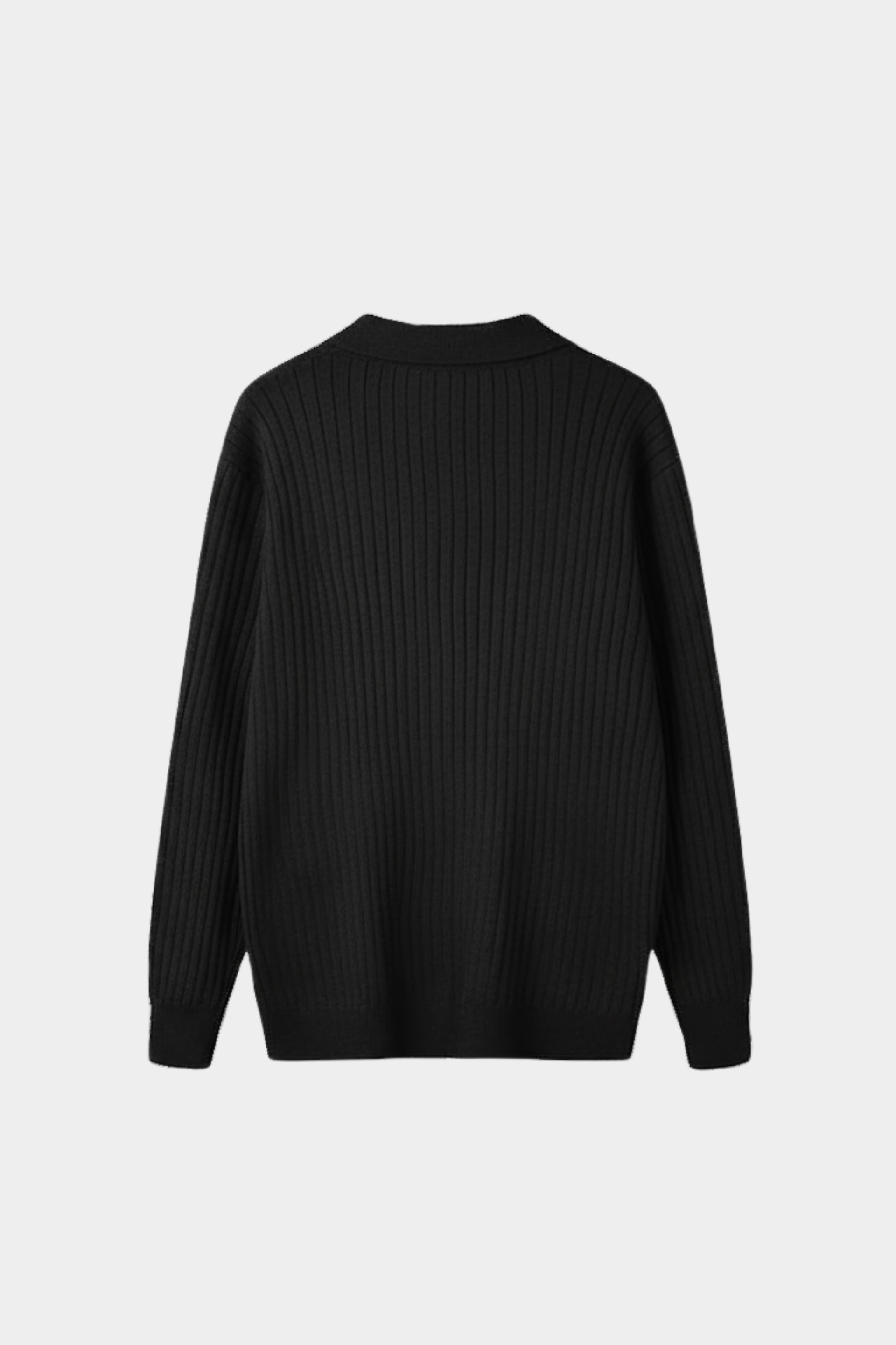 Men’s Ribbed Knit Polo – Long Sleeve