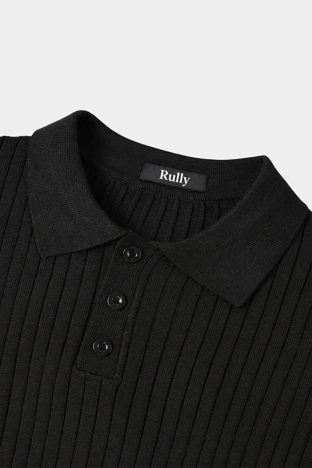 Men’s Ribbed Knit Polo – Long Sleeve