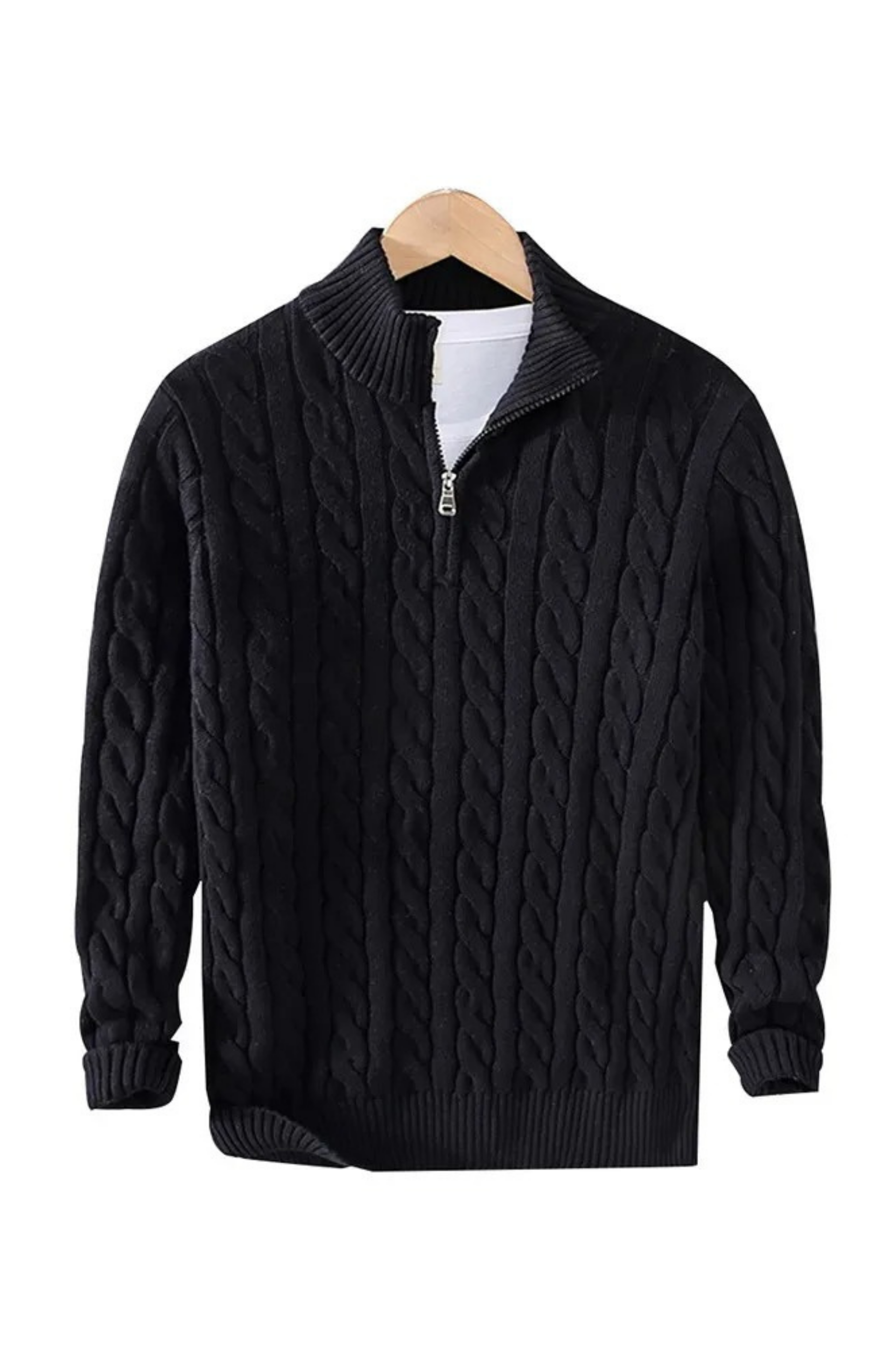Men’s Transitional Half Zip Cable Knit Jumper