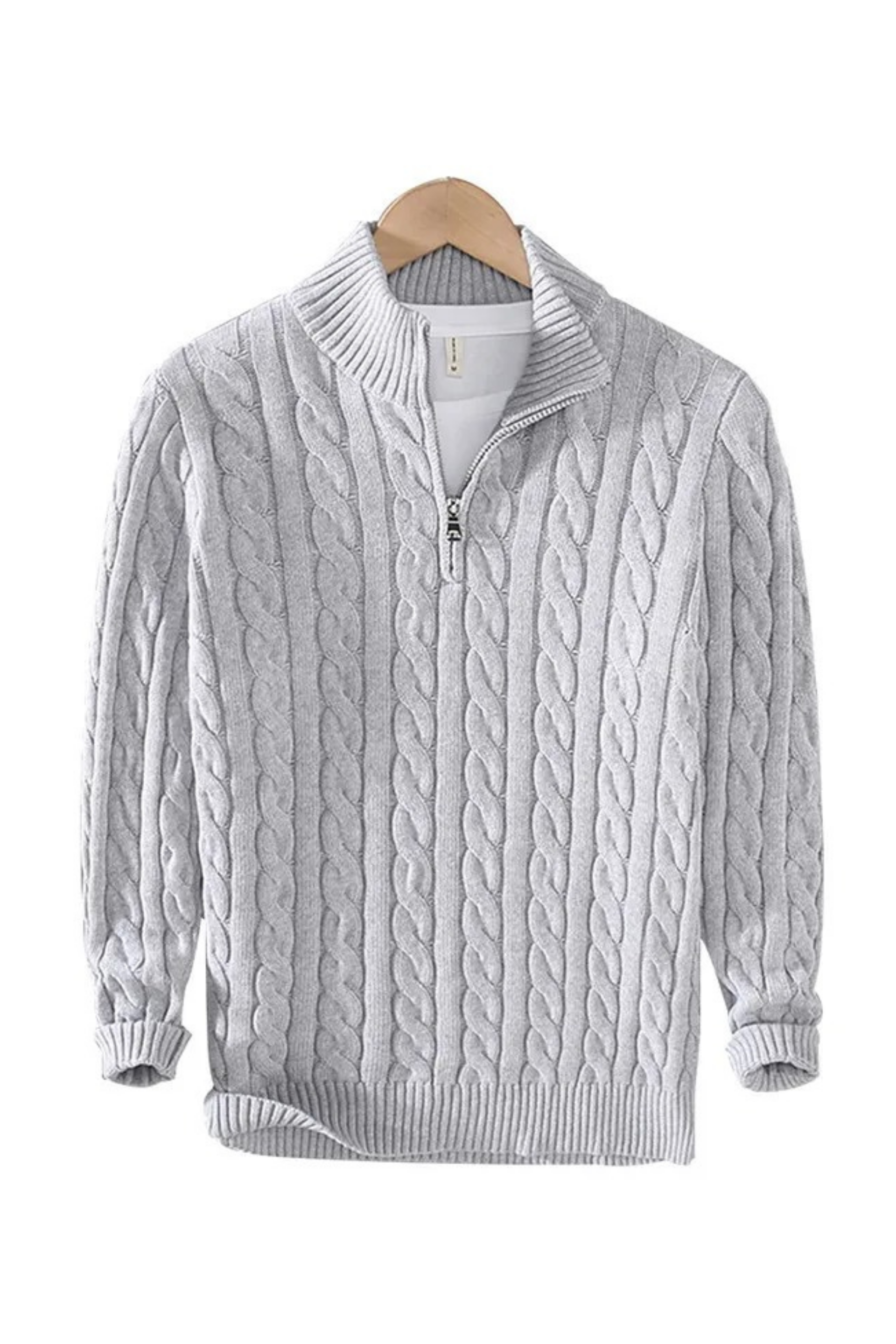 Men’s Transitional Half Zip Cable Knit Jumper