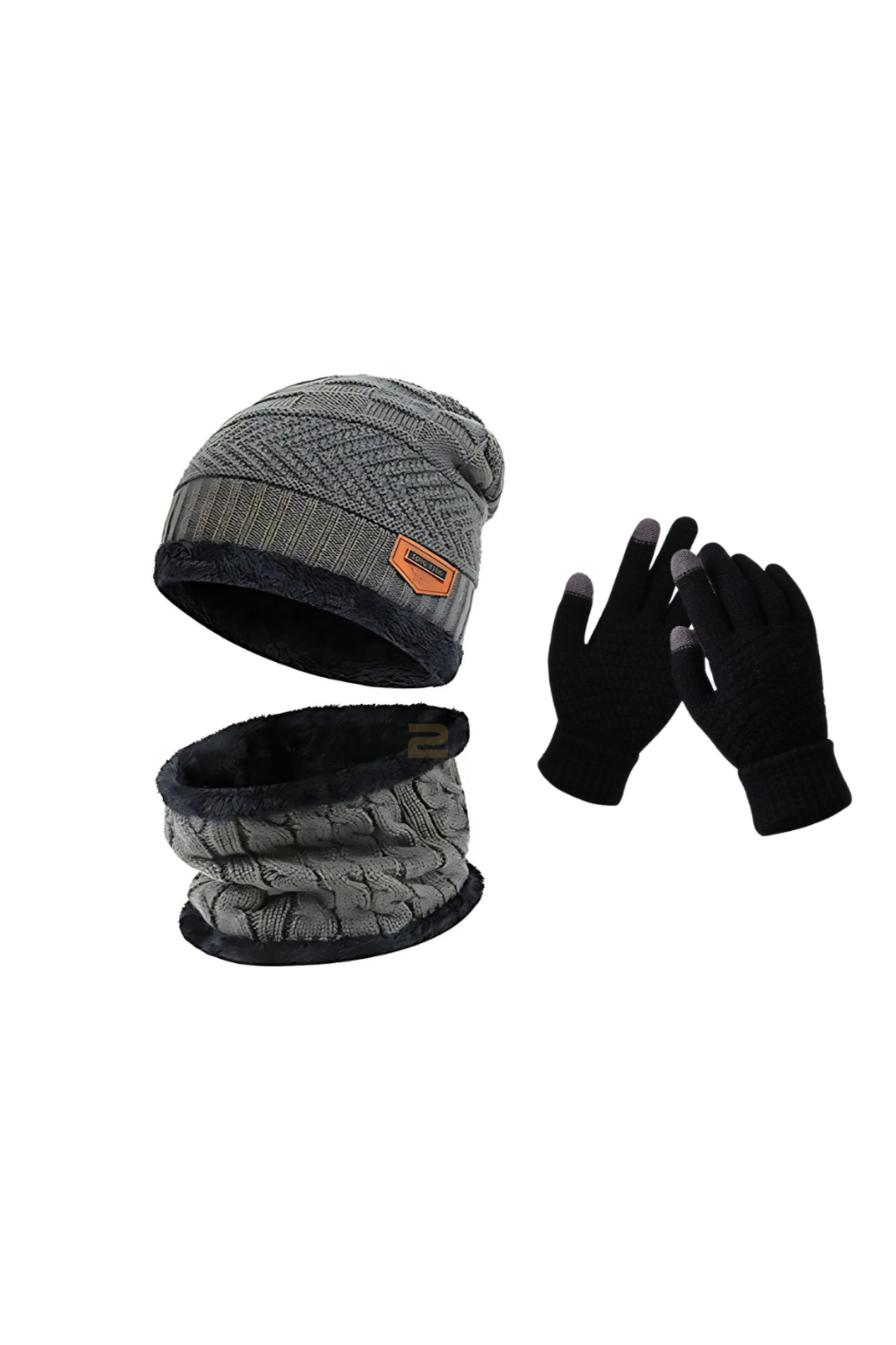 Winter Accessory Set — Lined Beanie, Neck Warmer & Touchscreen Gloves