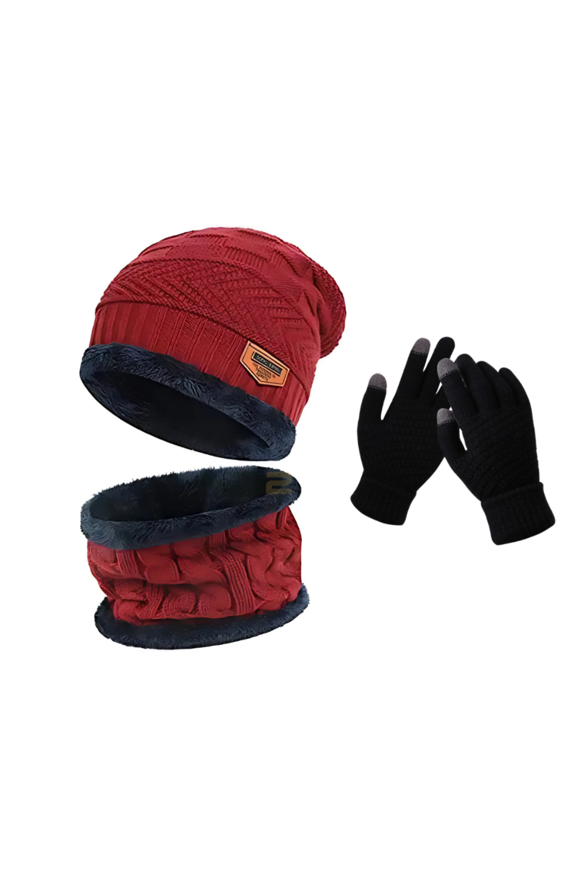 Winter Accessory Set — Lined Beanie, Neck Warmer & Touchscreen Gloves
