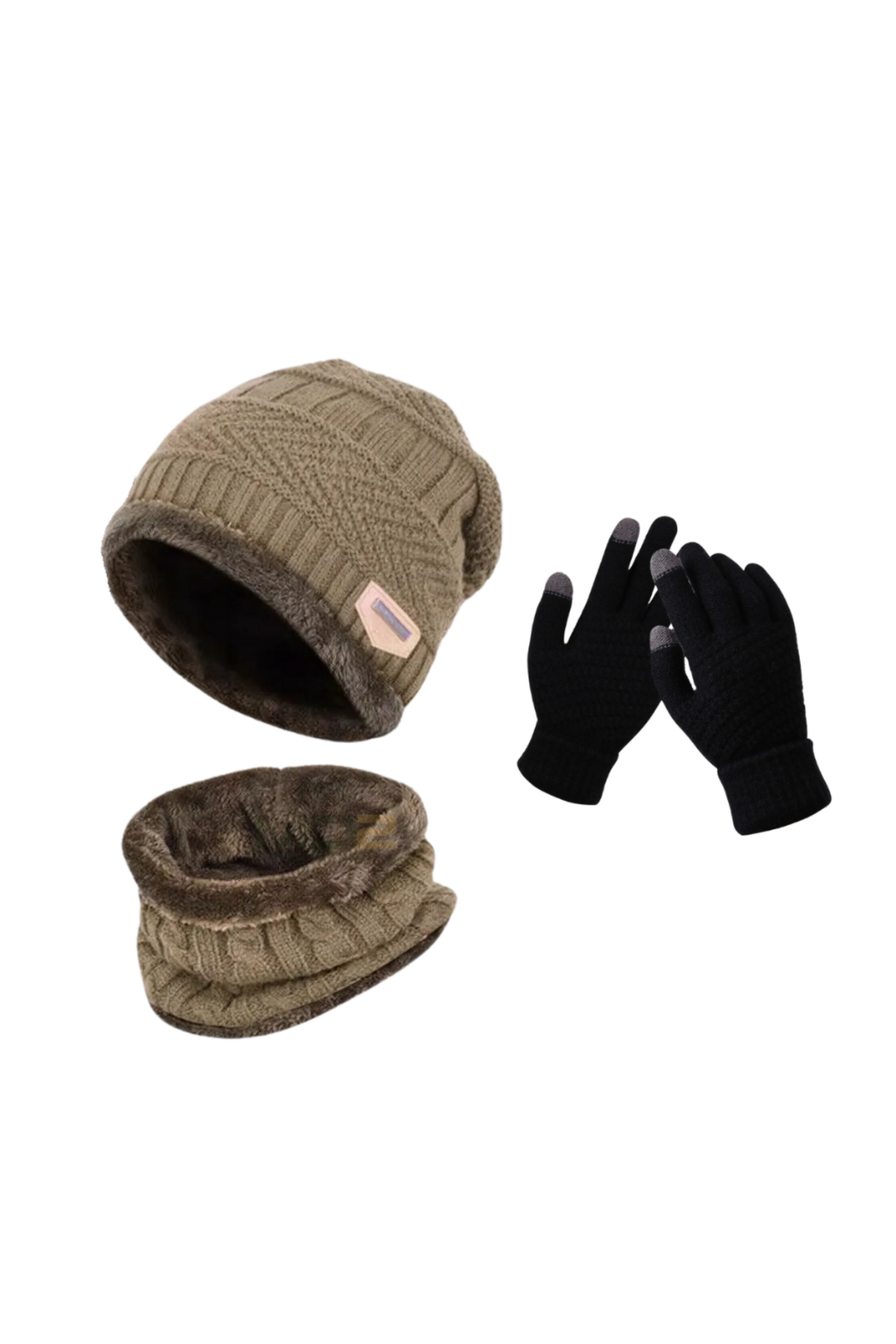 Winter Accessory Set — Lined Beanie, Neck Warmer & Touchscreen Gloves