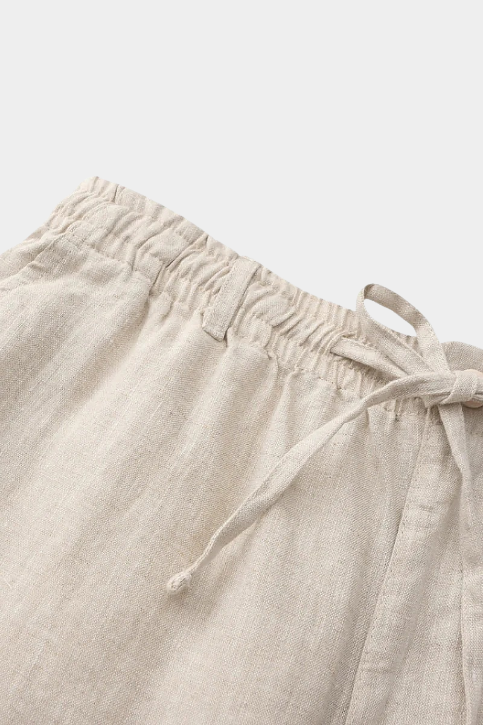Men’s Linen Drawstring Shorts with Zip Fly