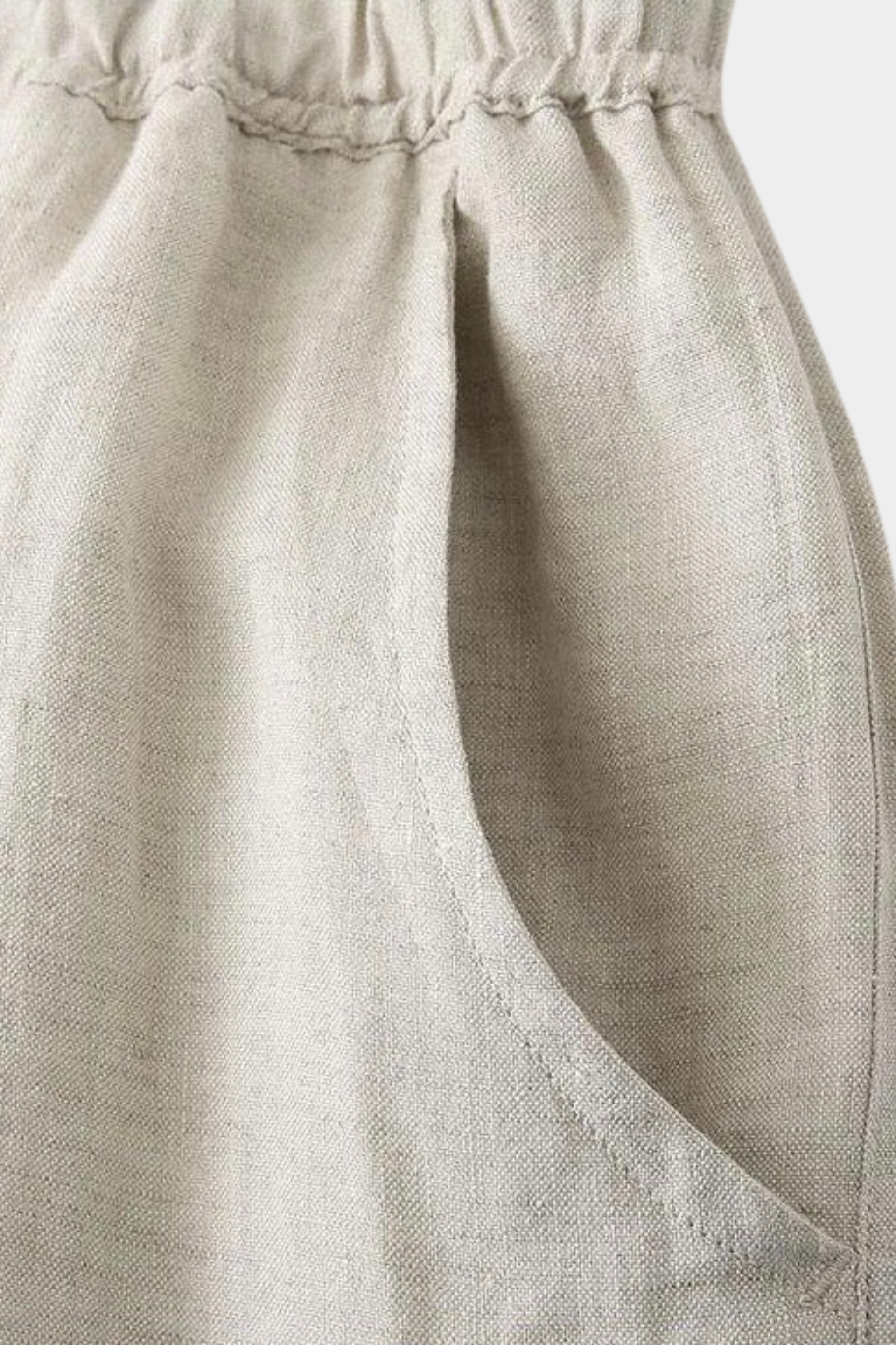 Men’s Linen Drawstring Shorts with Zip Fly
