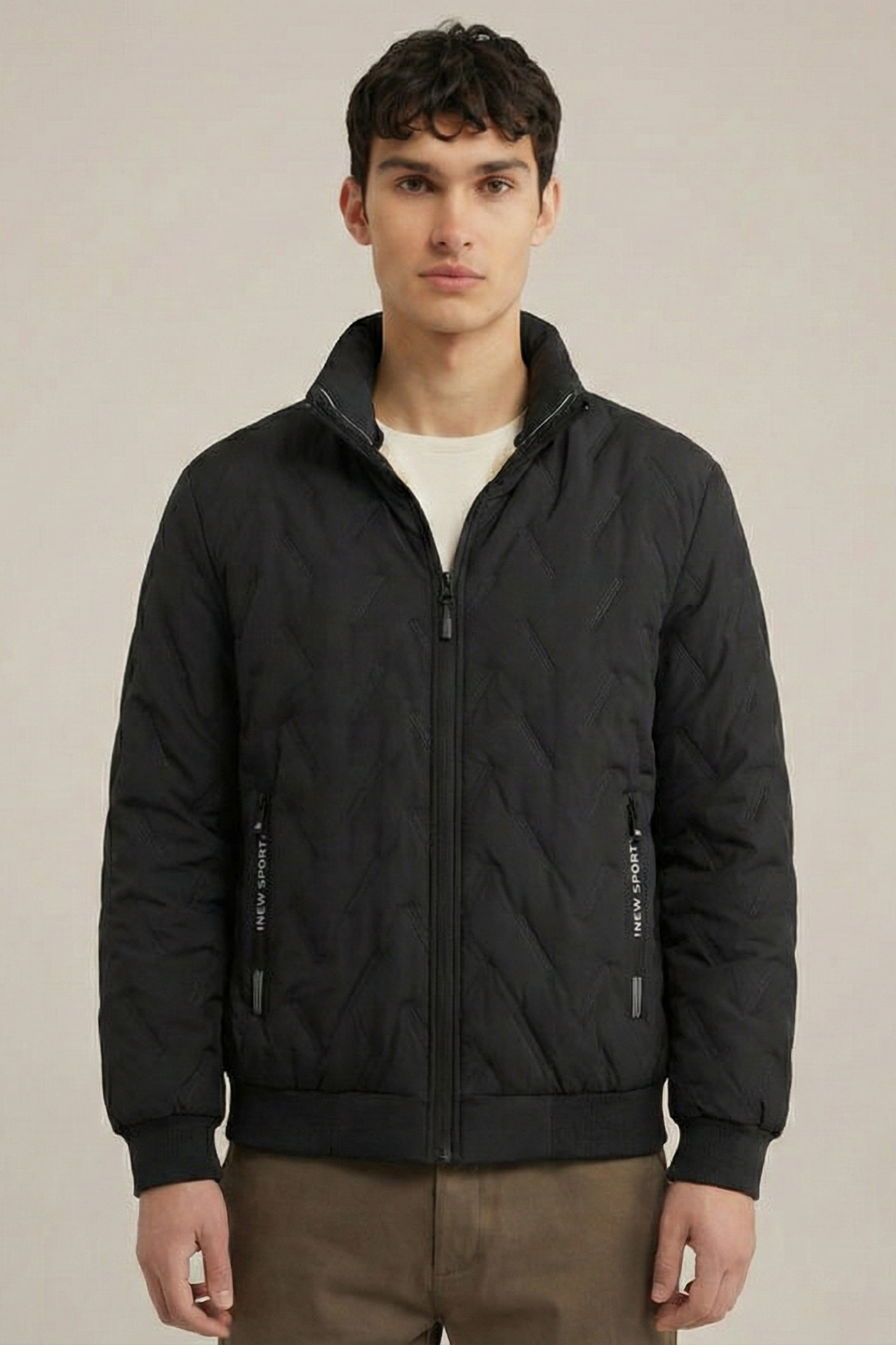 Men’s Regular Fit Quilted Sherpa-Lined Jacket