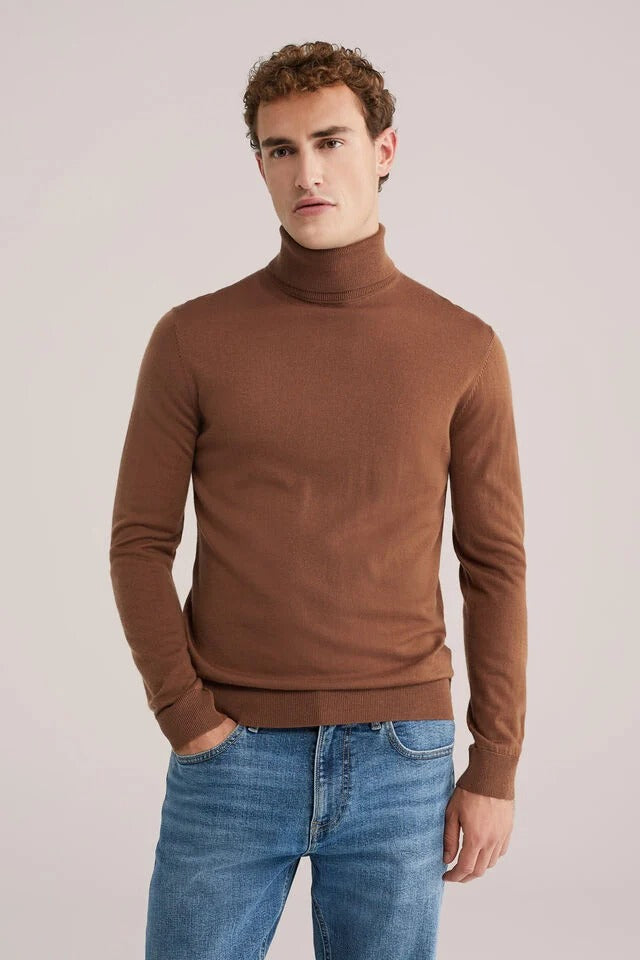 Men’s Slim Fit Merino Wool Roll-Neck Jumper