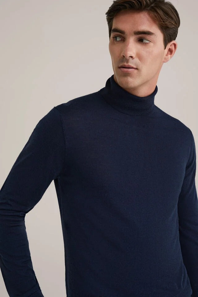 Men’s Slim Fit Merino Wool Roll-Neck Jumper