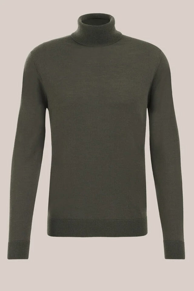 Men’s Slim Fit Merino Wool Roll-Neck Jumper