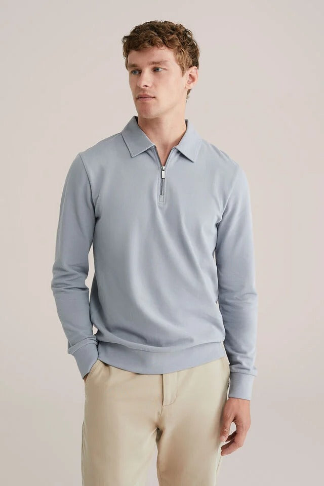 Men’s Regular Fit Textured Polo Collar Jumper (Half-Zip)