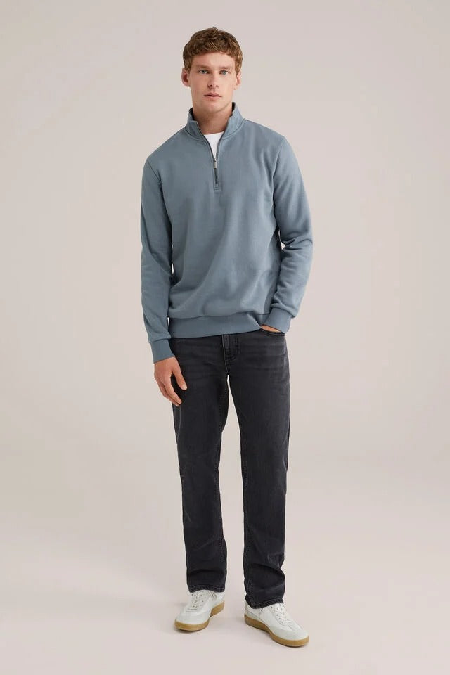 Men’s Regular Fit Half-Zip Cotton Blend Jumper