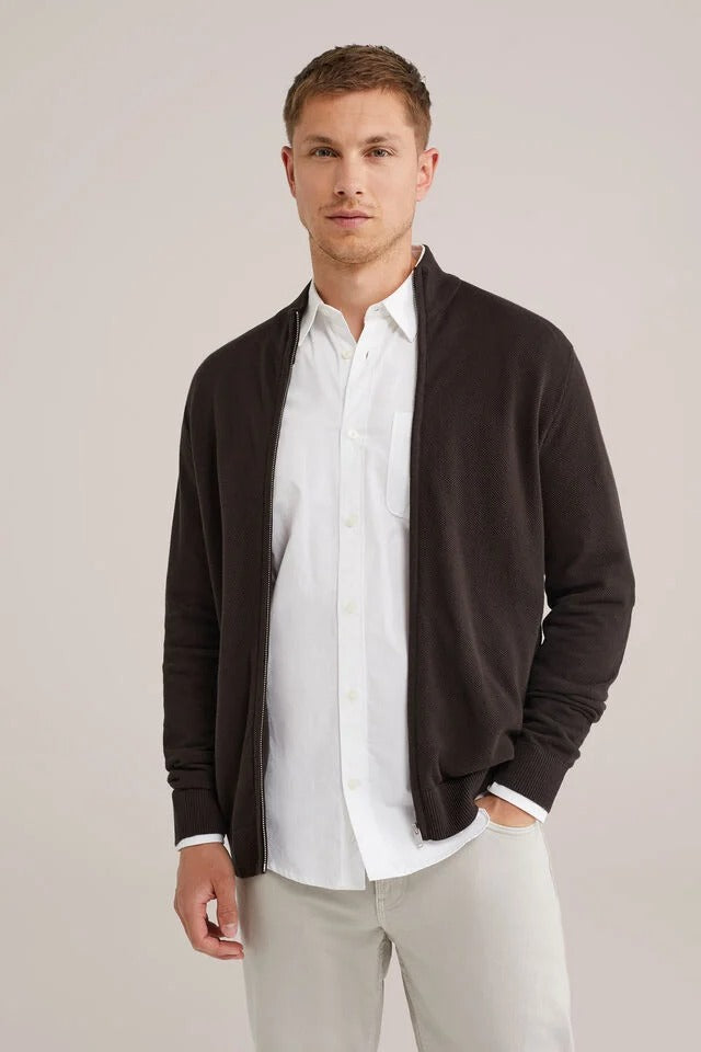 Men’s Regular Fit Fine-Knit Zip-Up Cardigan