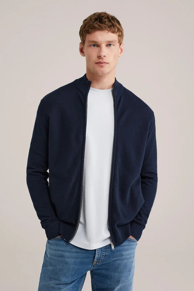 Men’s Regular Fit Fine-Knit Zip-Up Cardigan
