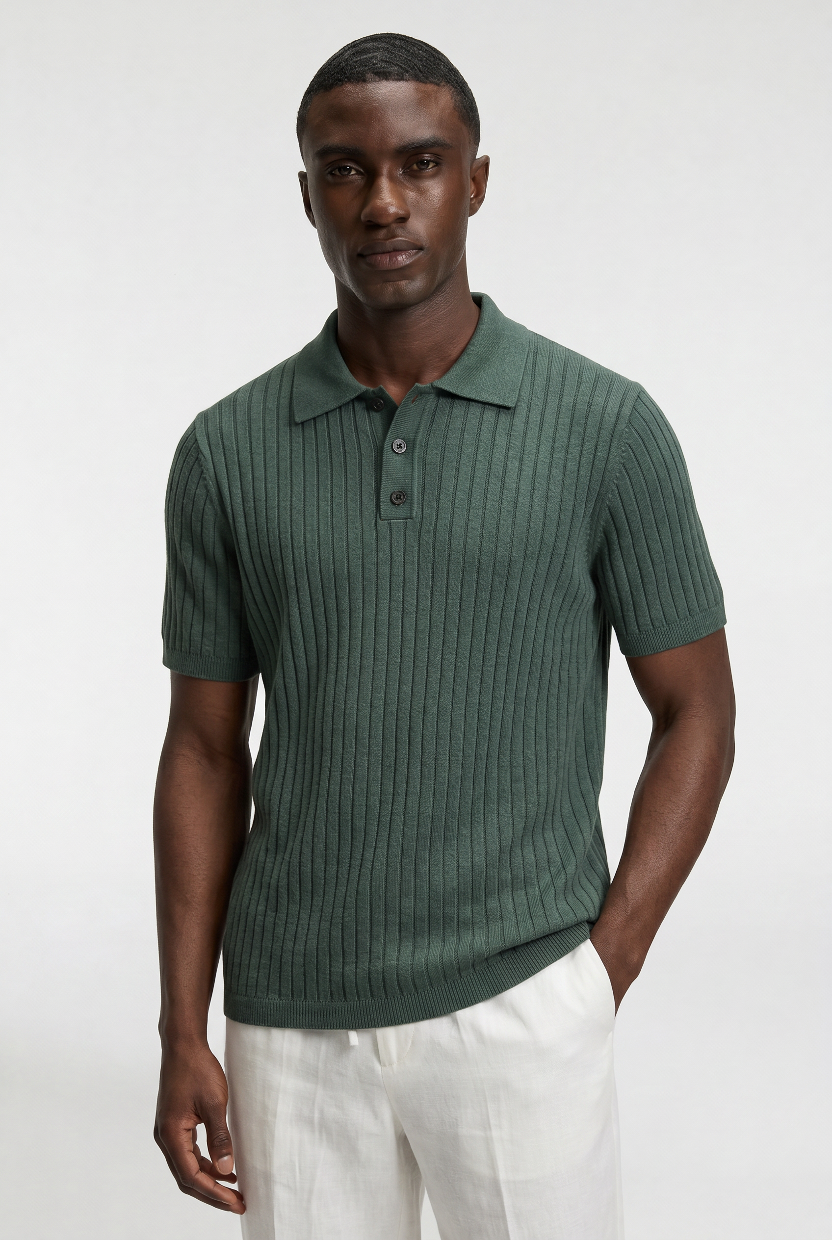 Men’s Ribbed Knit Polo Shirt