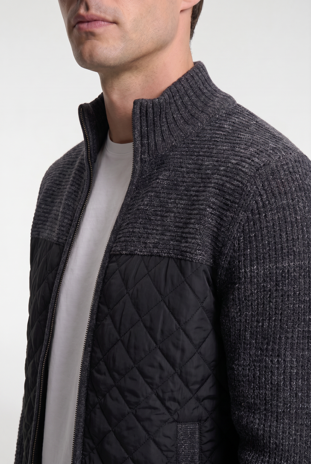 Men's Quilted Panel Knit Cardigan