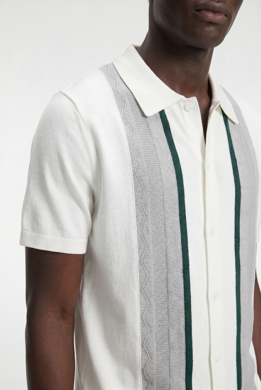 Men's Striped Knit Polo Shirt