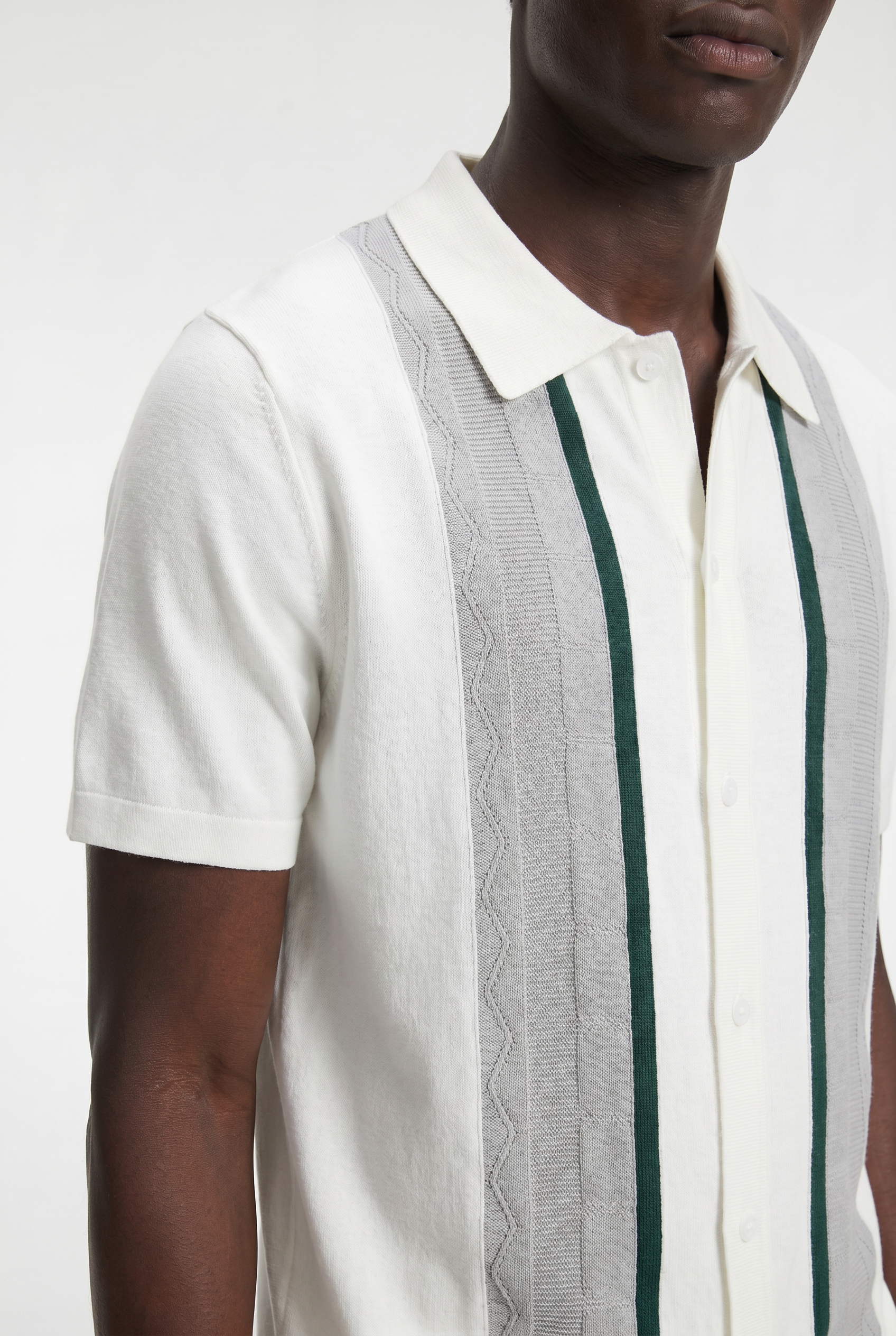 Men's Striped Knit Polo Shirt