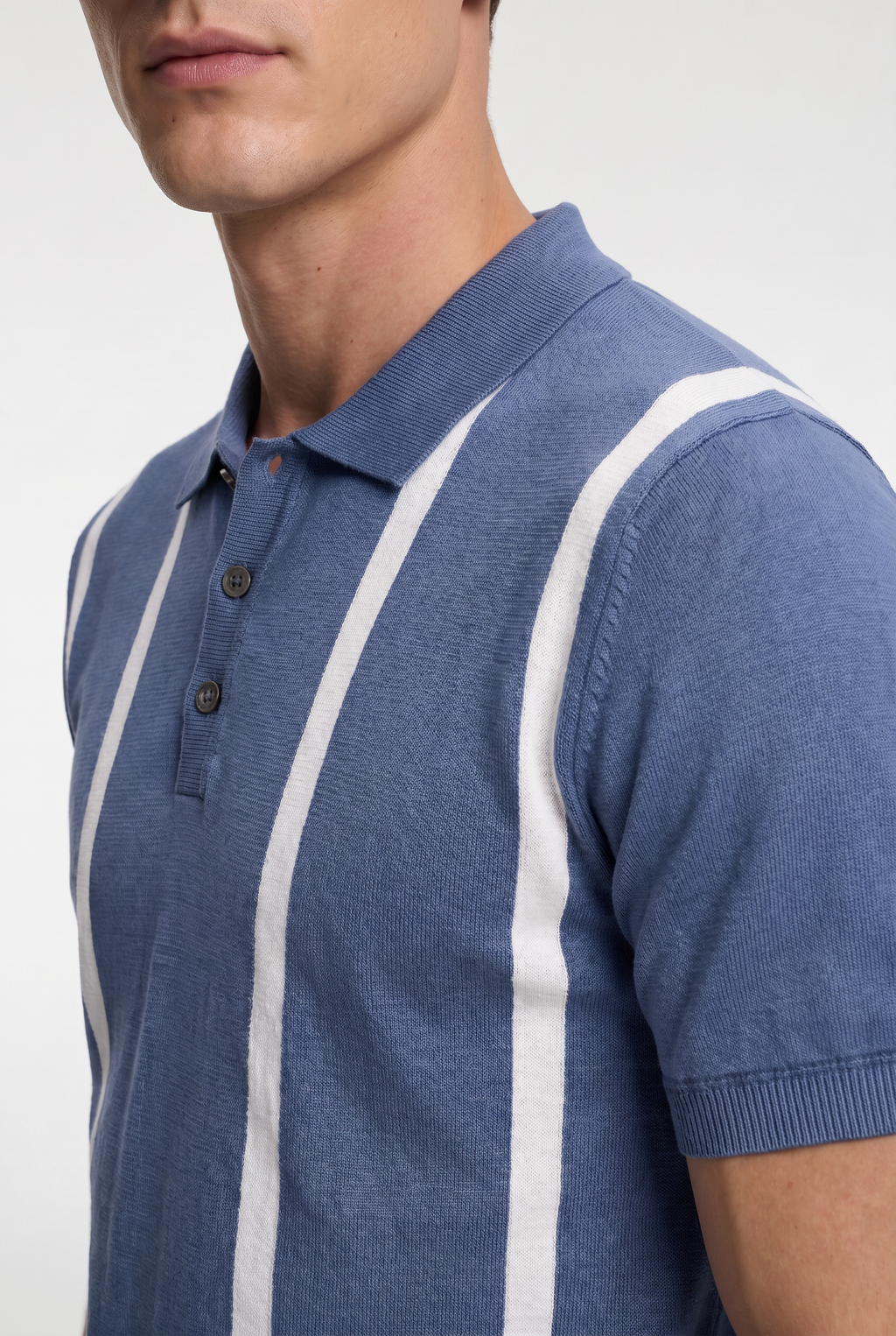Men's Bold Stripe Knit Polo Shirt
