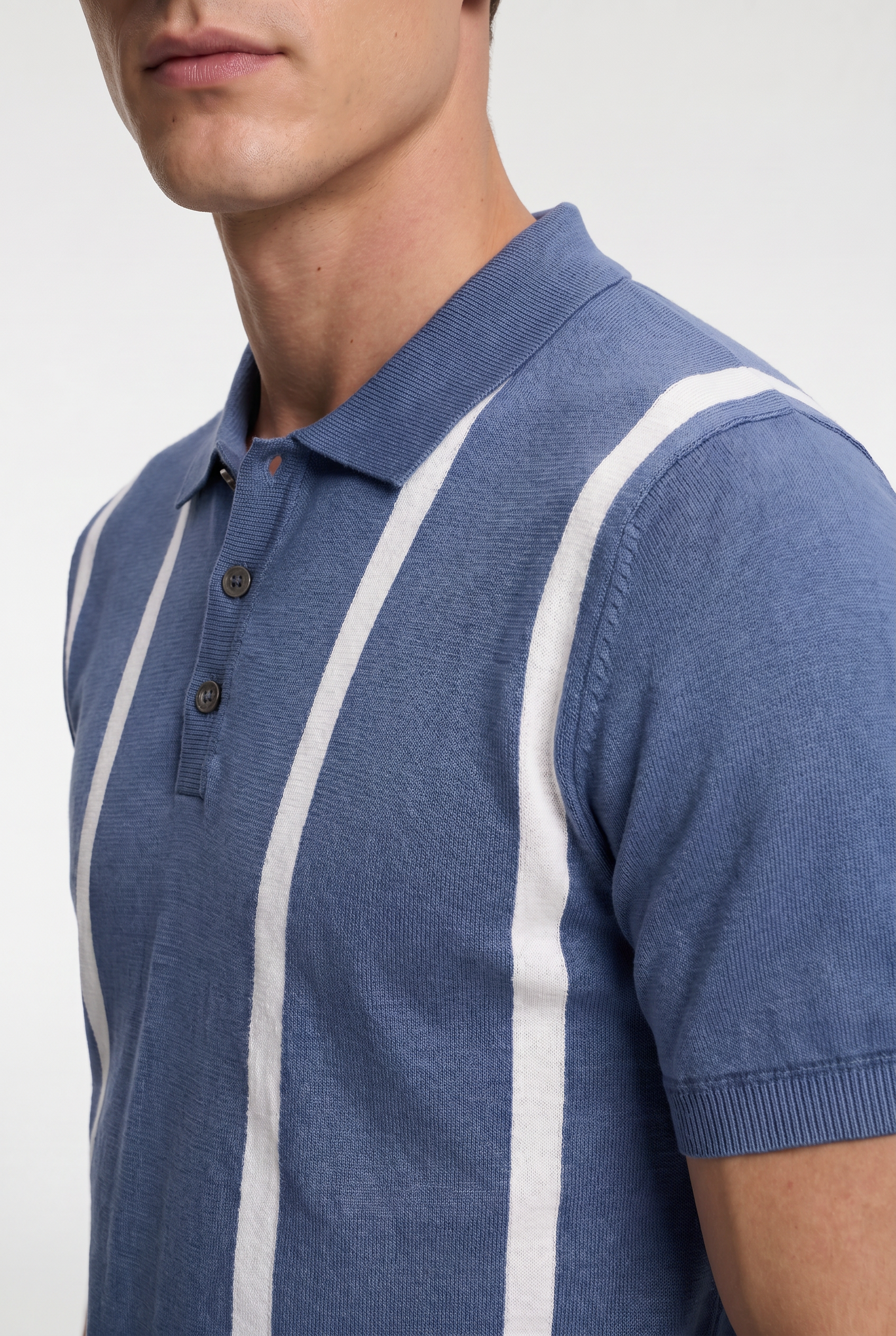 Men's Bold Stripe Knit Polo Shirt