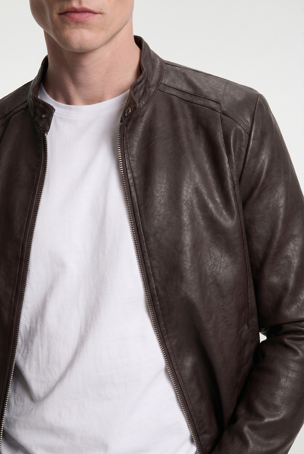 Men's Faux Leather Biker Jacket
