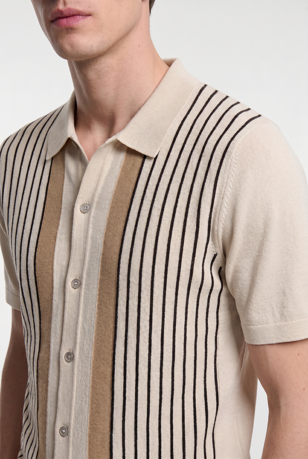 Men's Pinstripe Knit Polo Shirt