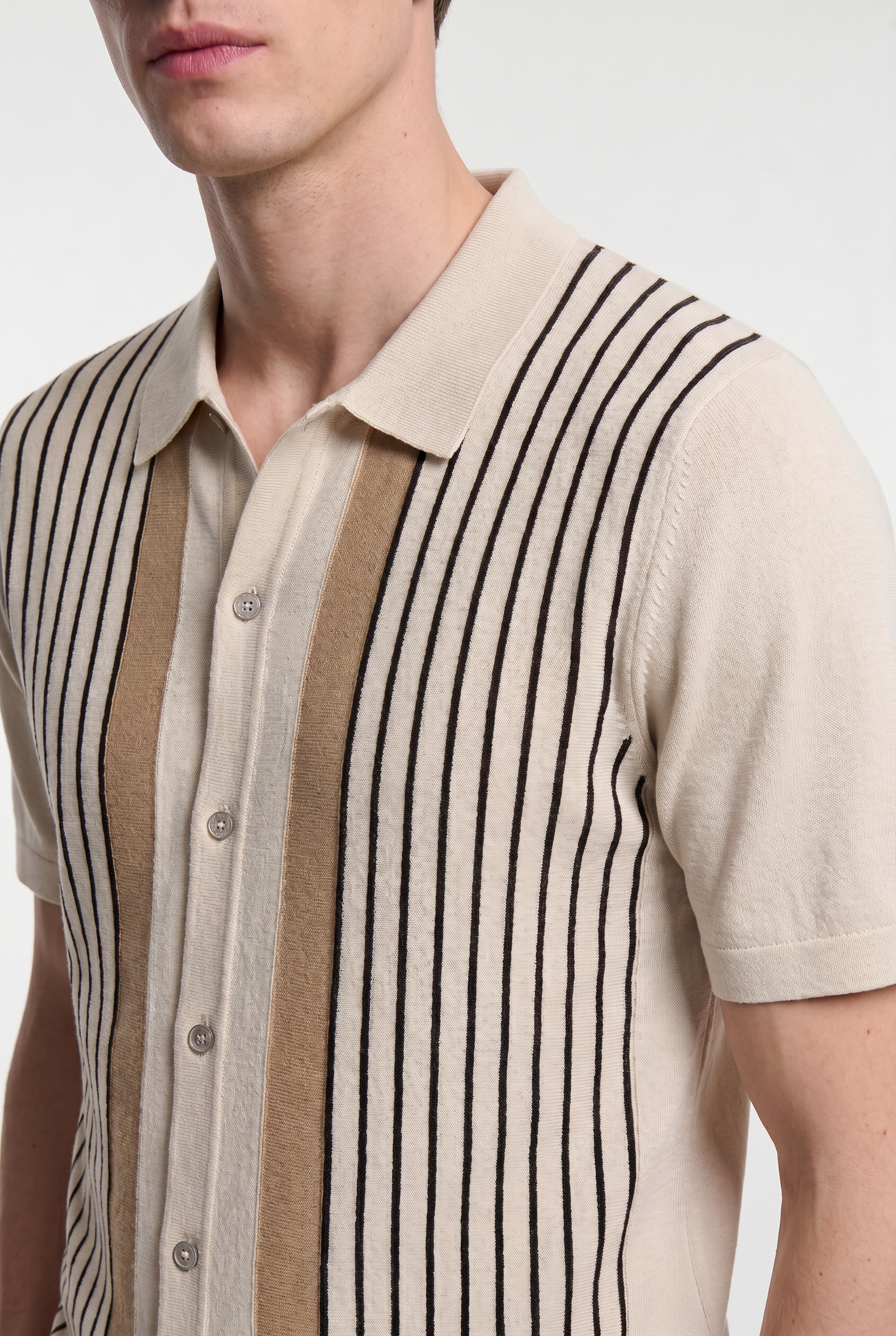 Men's Pinstripe Knit Polo Shirt