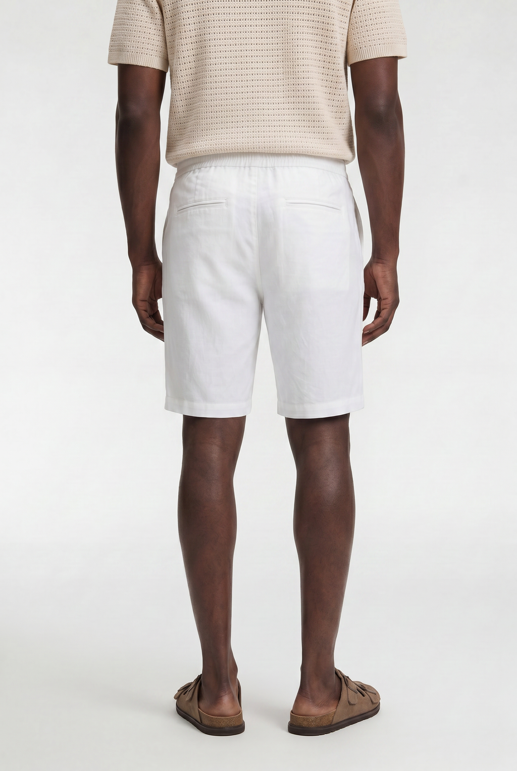 Men’s Linen Drawstring Shorts with Zip Fly