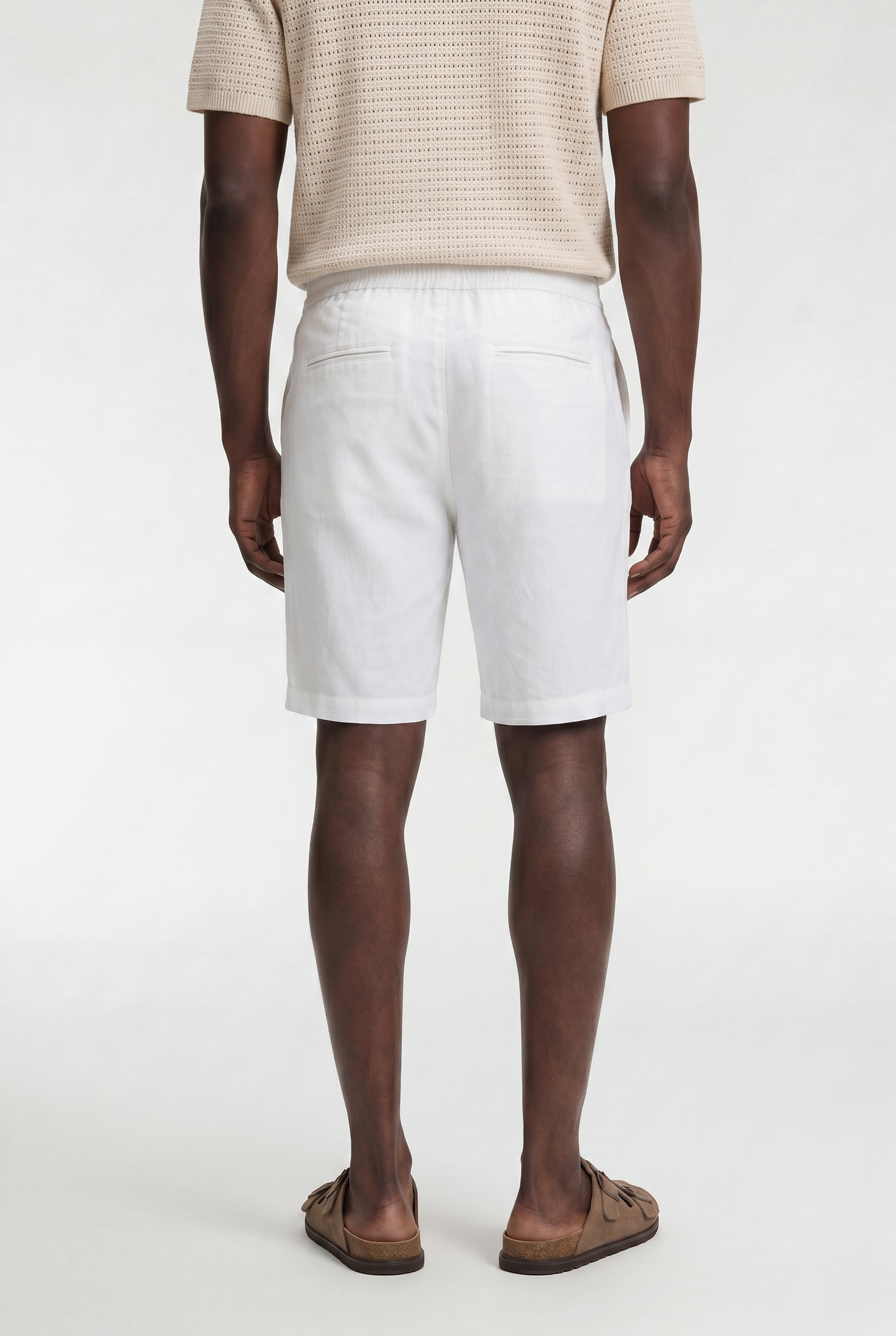 Men’s Linen Drawstring Shorts with Zip Fly