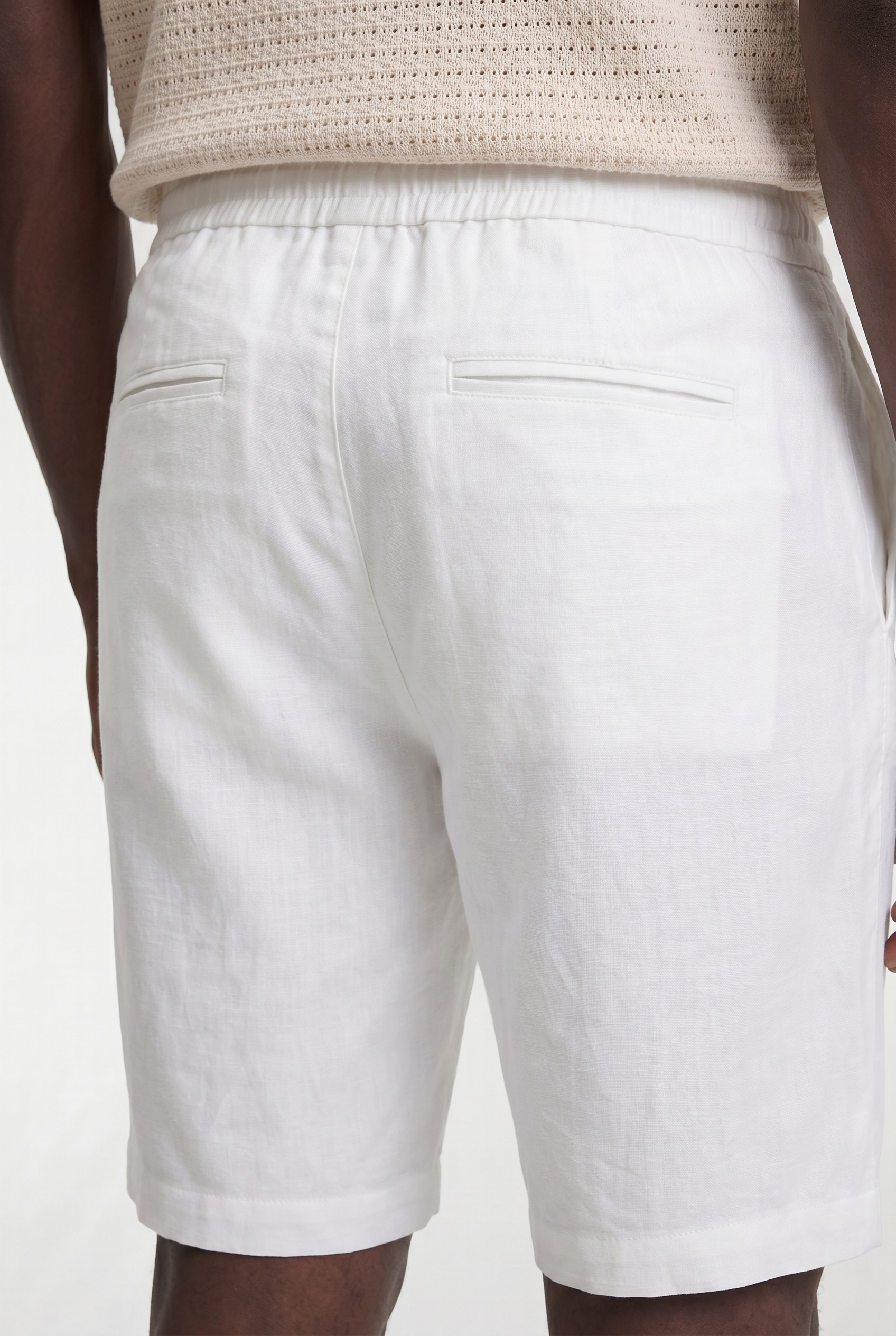 Men’s Linen Drawstring Shorts with Zip Fly