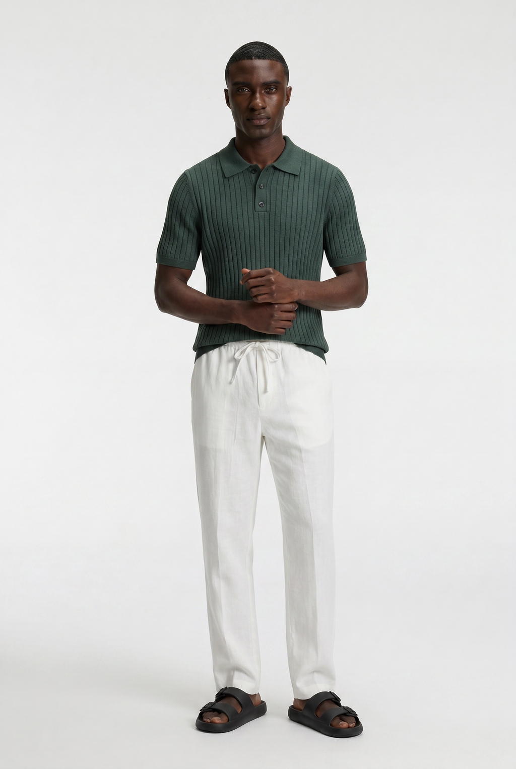 Men’s Ribbed Knit Polo Shirt