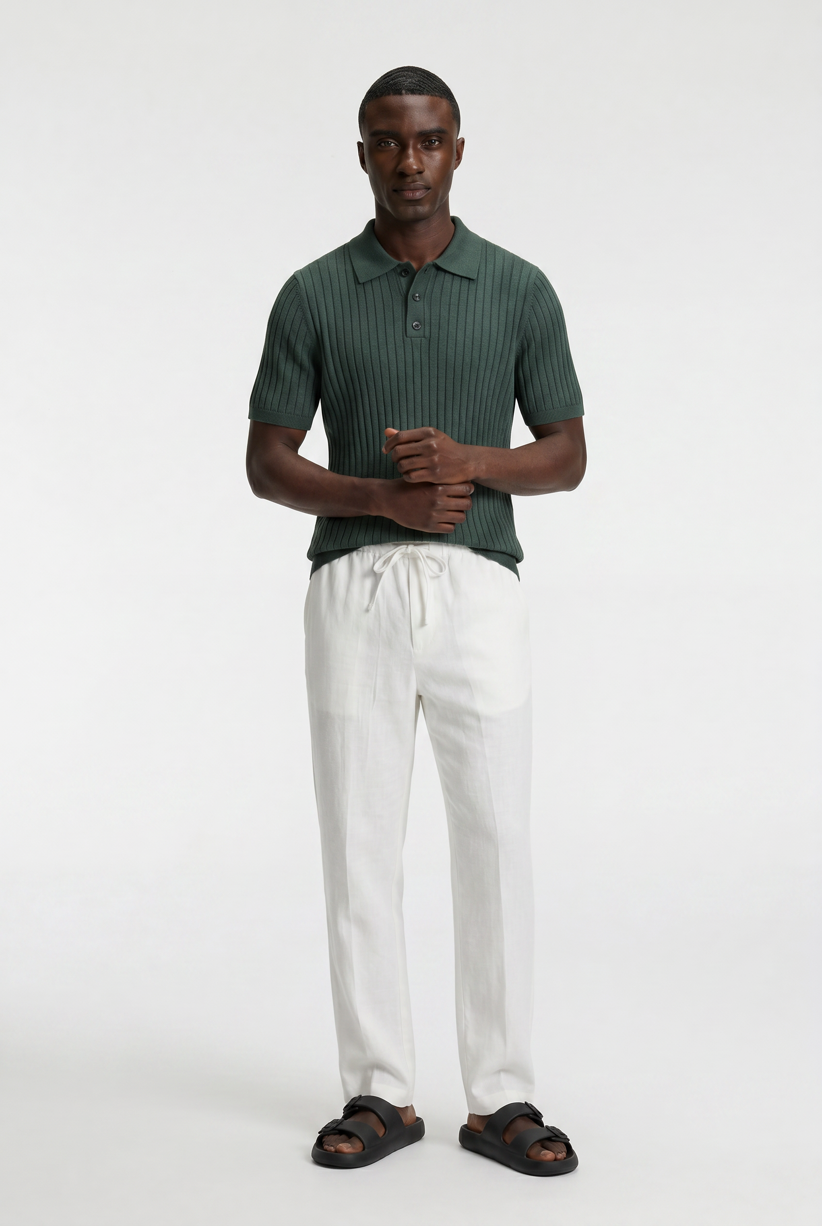 Men’s Ribbed Knit Polo Shirt